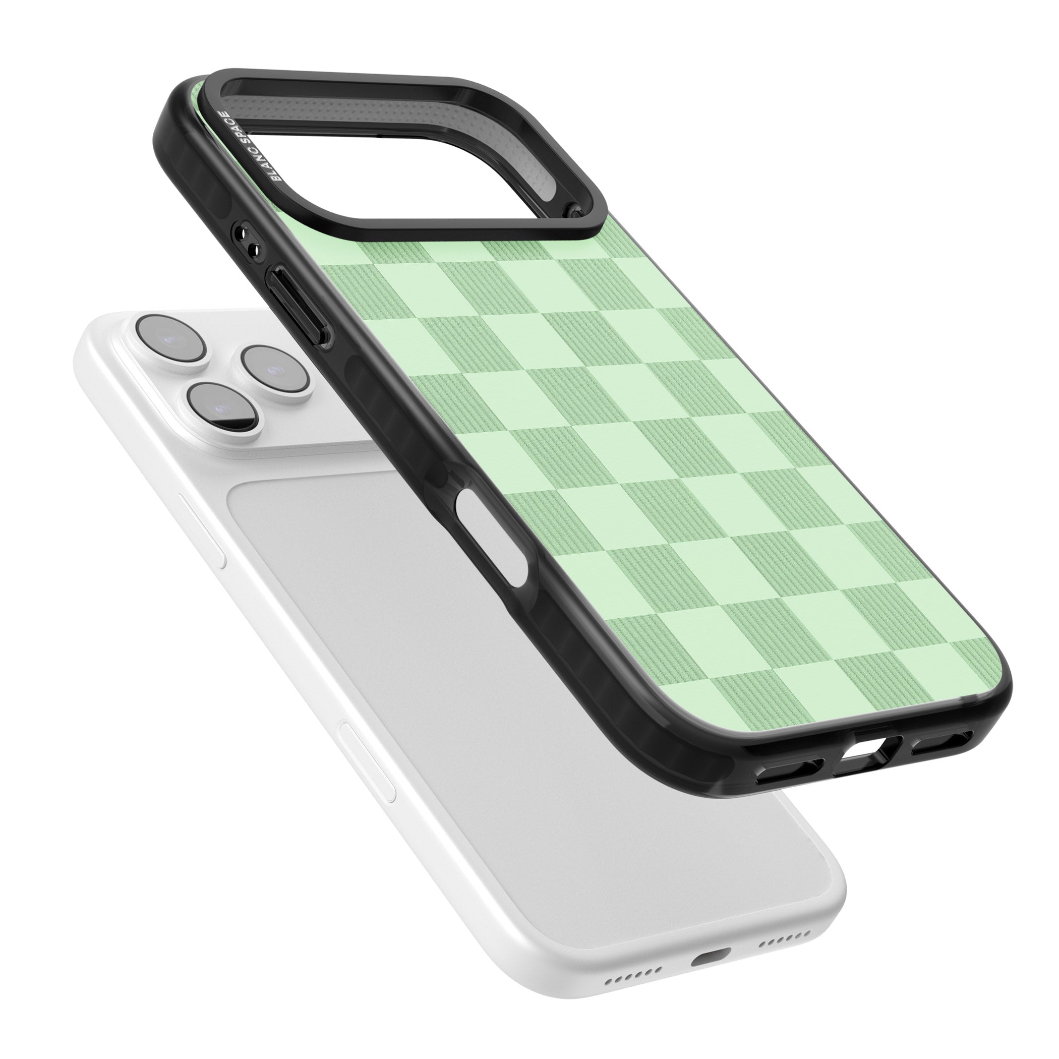 Seafoam Checkered iPhone 17 Pro Impact Black Phone Case Colours