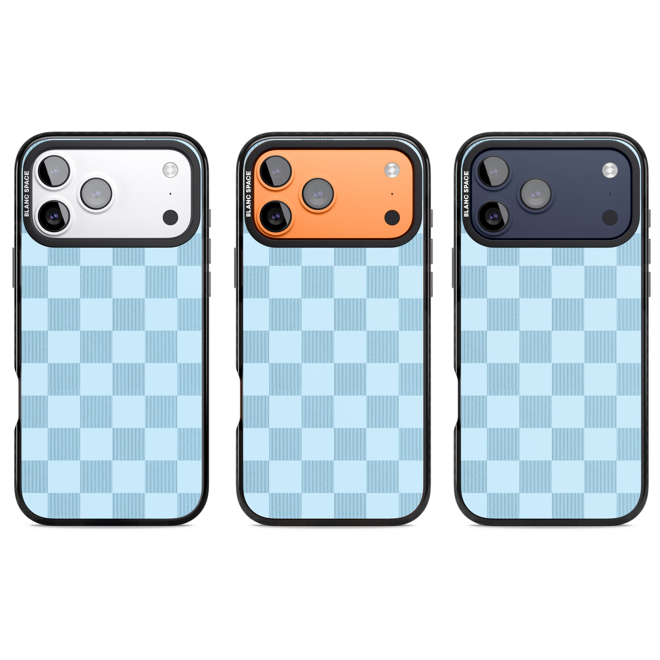 Skyblue Checkered iPhone 17 Pro Impact Black Phone Case APT Impact Protection