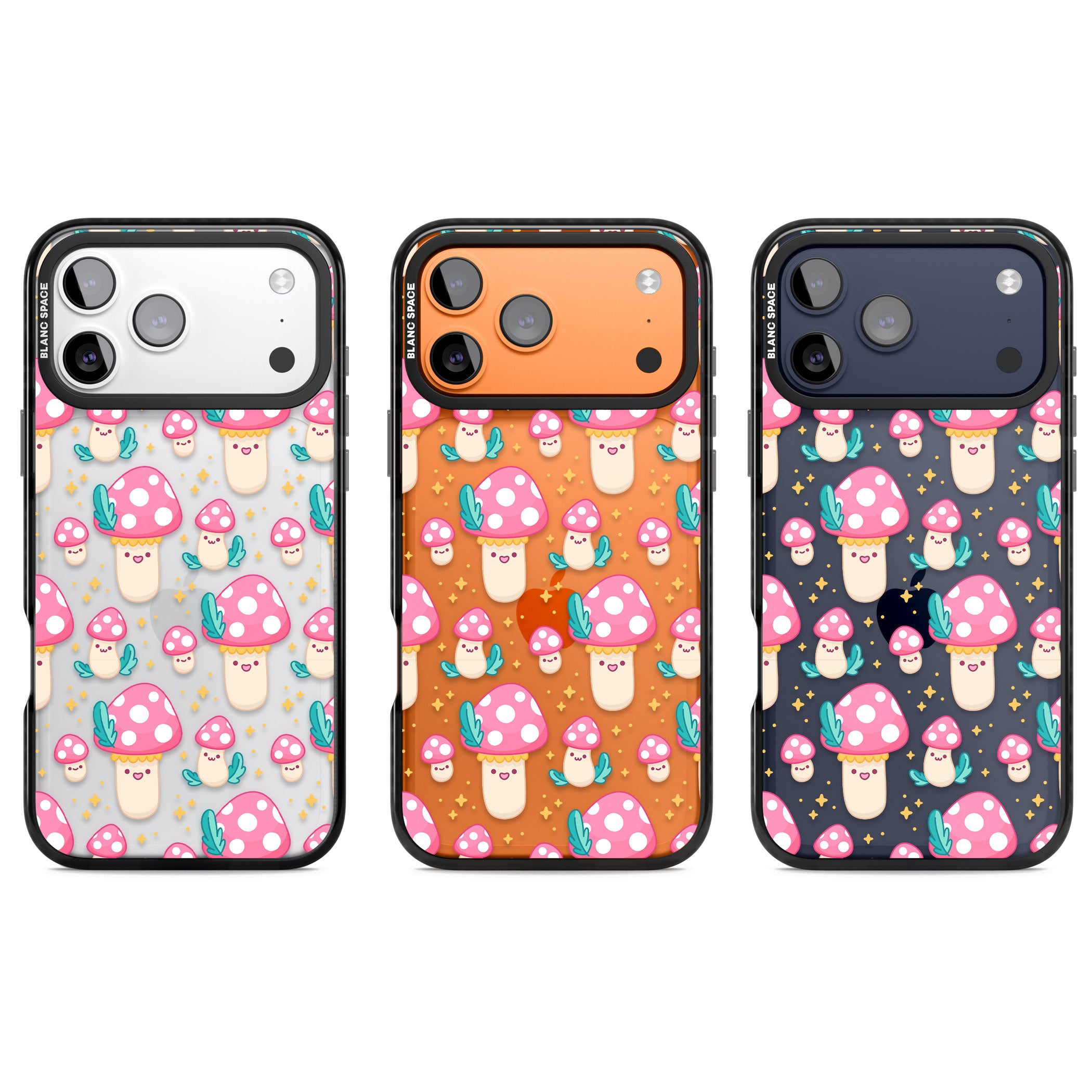 Cute Mushroom Pattern iPhone 17 Pro Impact Black Phone Case APT Impact Protection