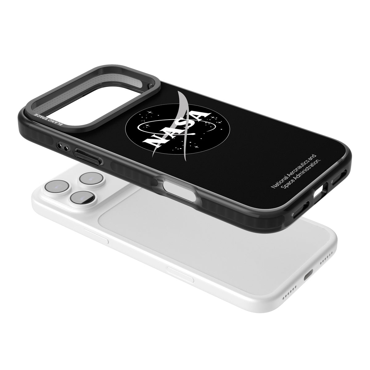 Dark Nasa Meatball iPhone 17 Pro Max Impact Black Phone Case angled