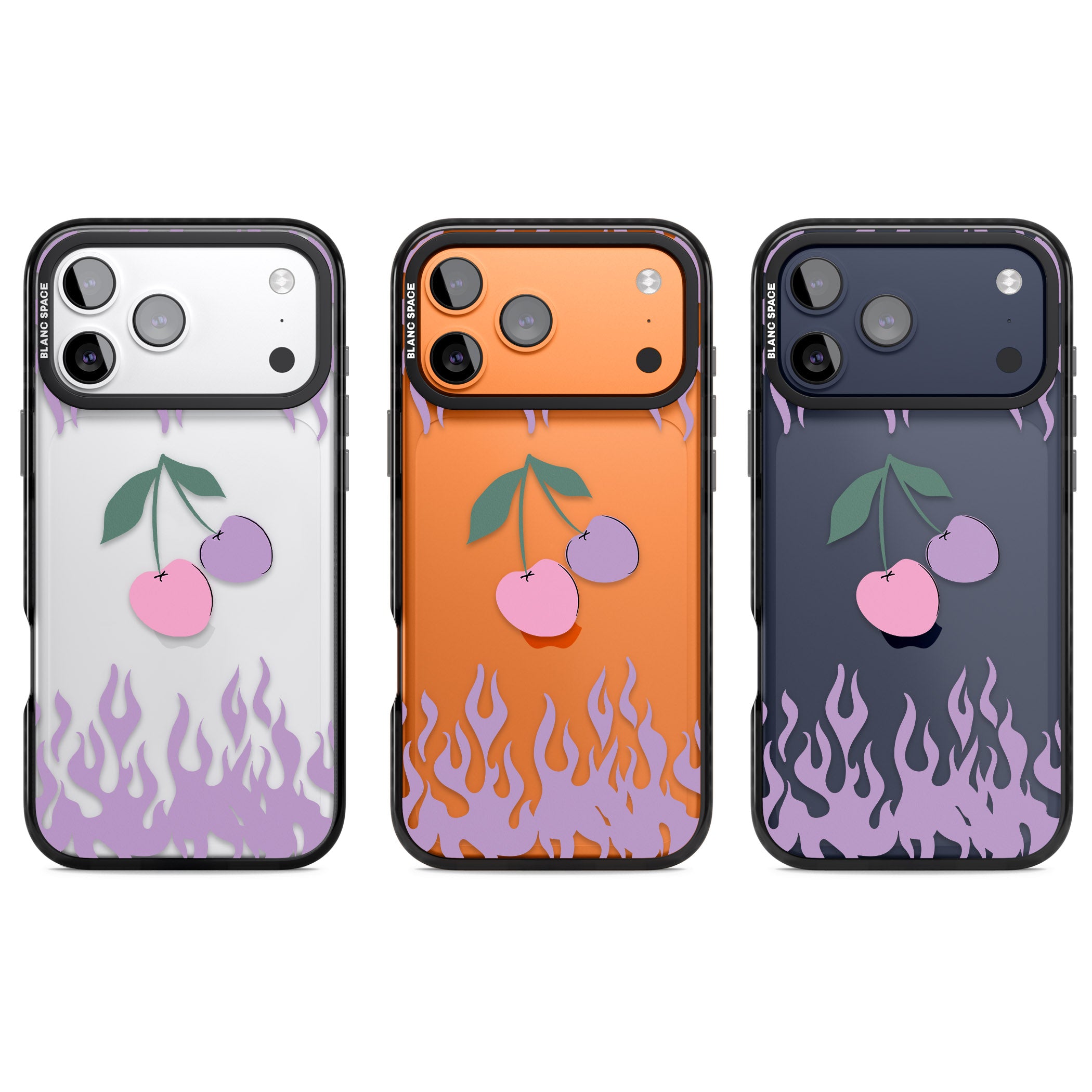Cherries N' Flames iPhone 17 Pro Impact Black Phone Case APT Impact Protection
