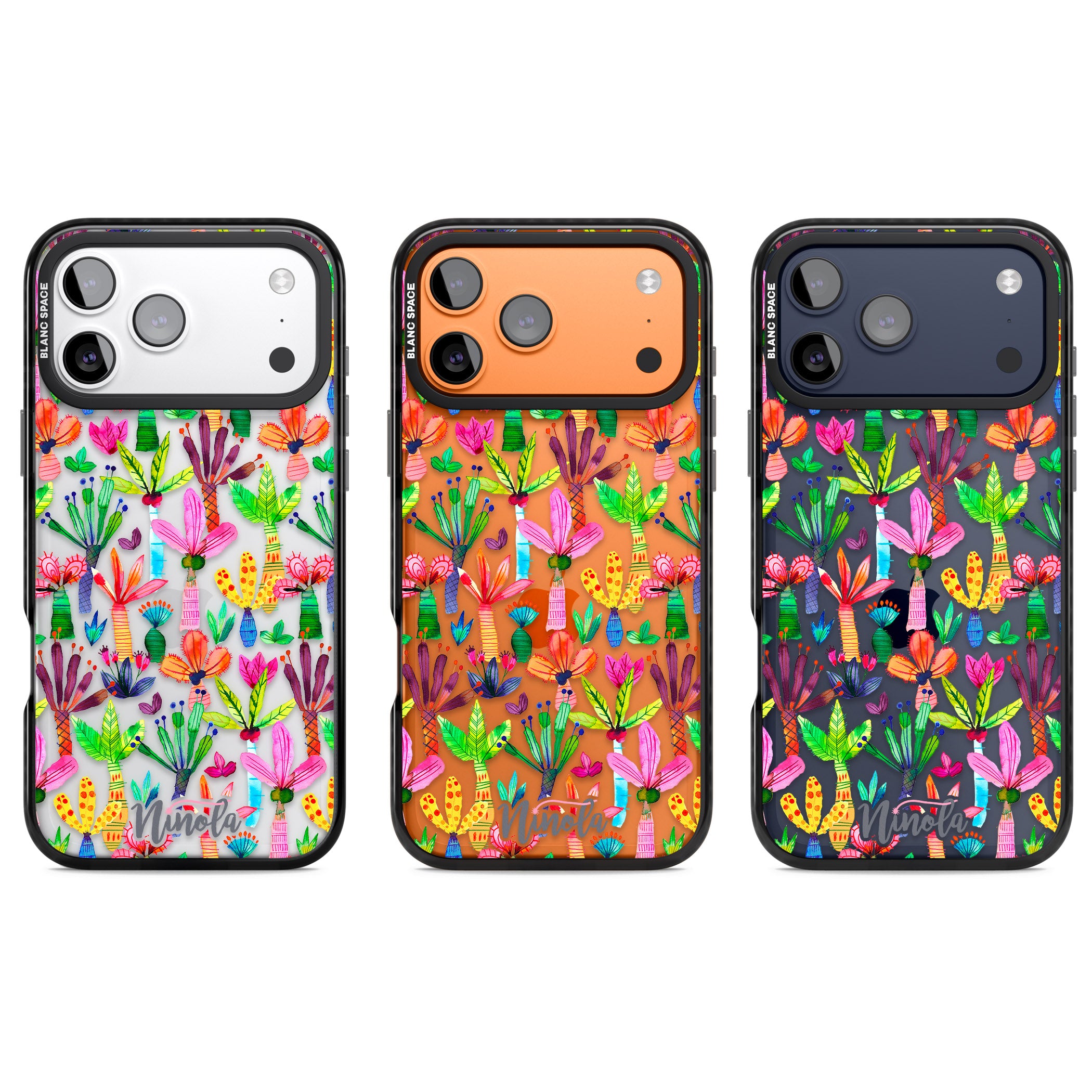 Tropical Botanical iPhone 17 Pro Impact Black Phone Case APT Impact Protection
