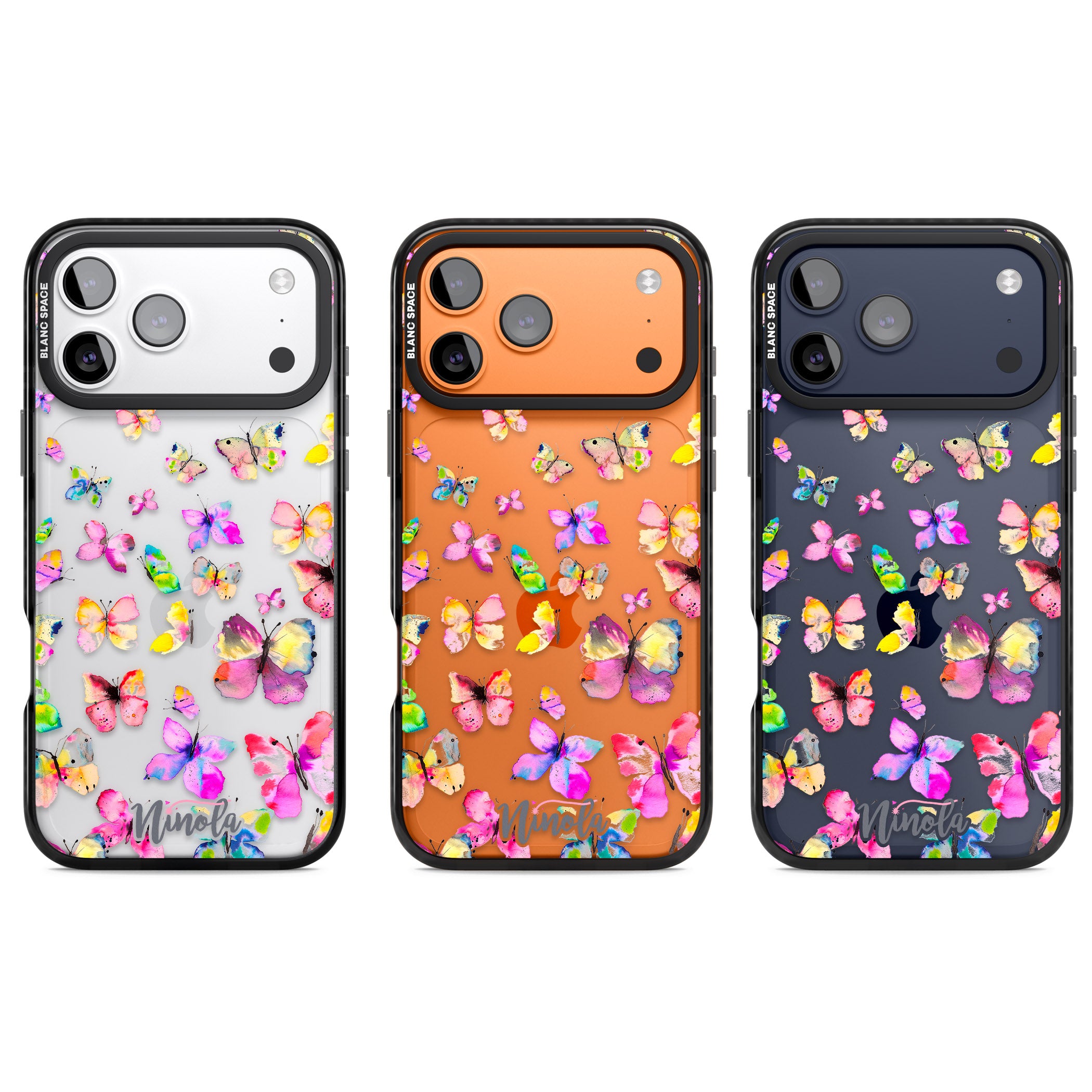 Watercolor Butterflies iPhone 17 Pro Impact Black Phone Case APT Impact Protection