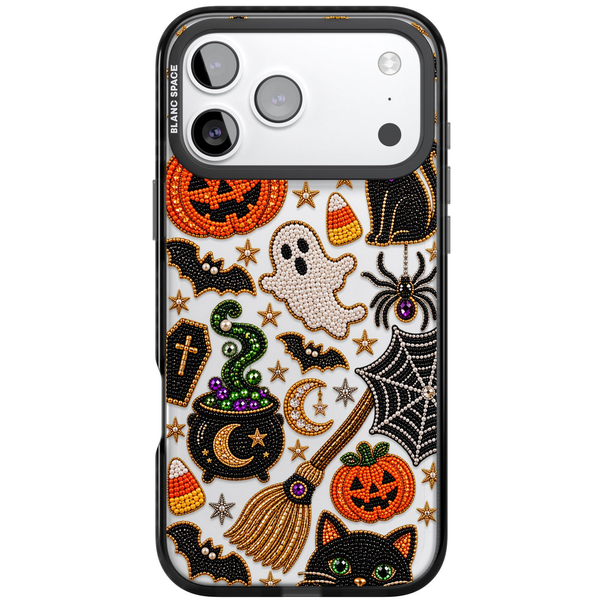 Beaded Halloween iPhone 17 Pro Max Impact Black Phone Case front