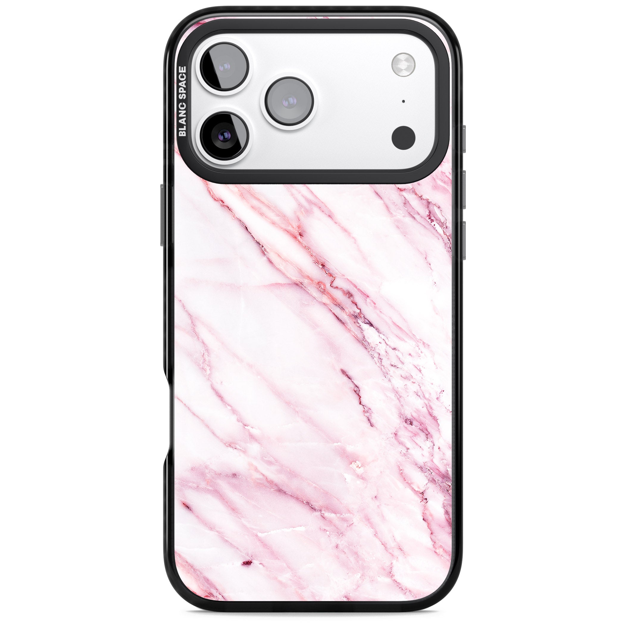 White Pink Onyx Marble iPhone 17 Pro Impact Black Phone Case