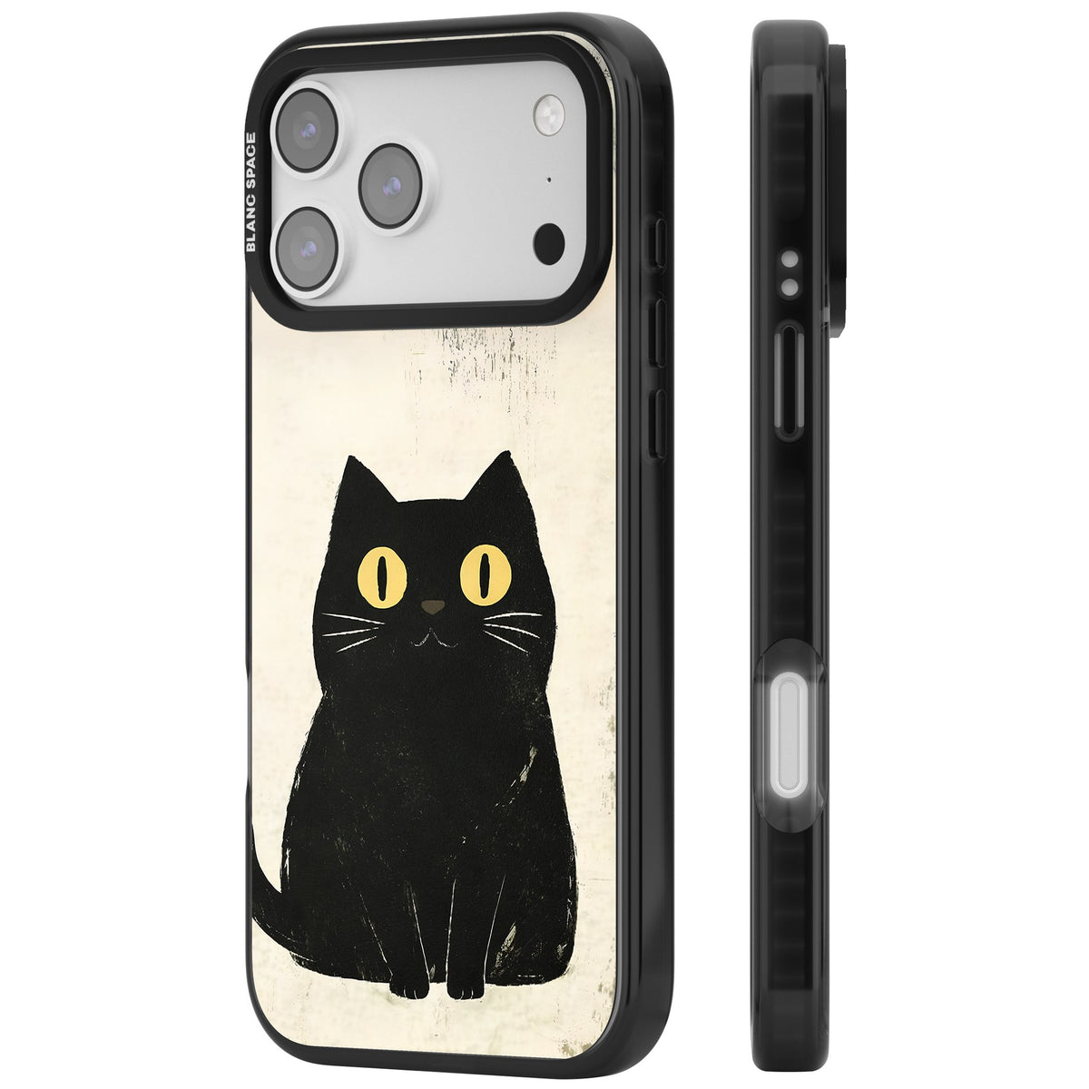 Midnight Whiskers iPhone 17 Pro Max Impact Black Phone Case side