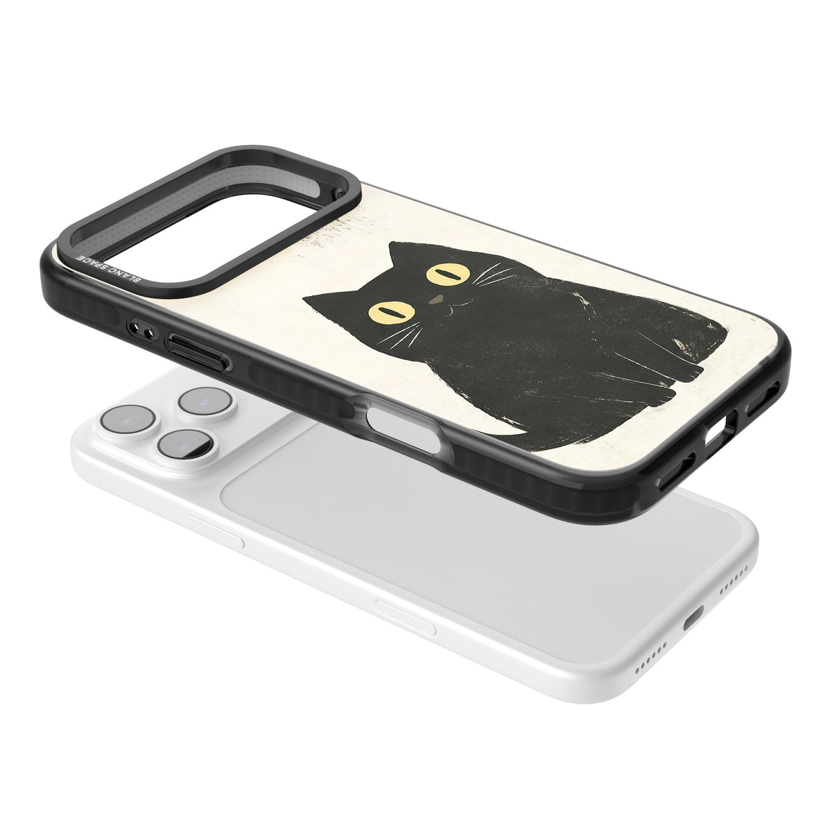 Midnight Whiskers iPhone 17 Pro Max Impact Black Phone Case angled