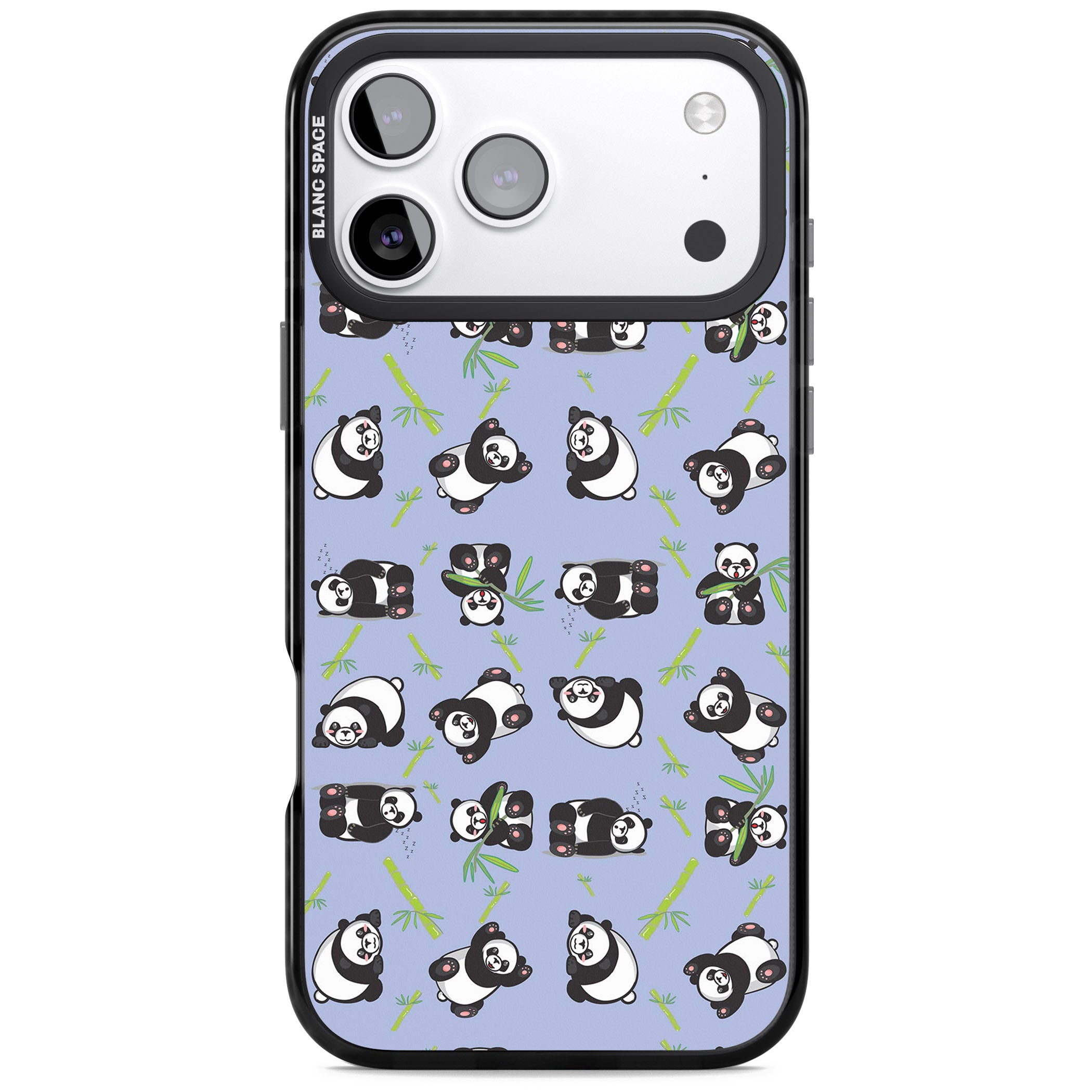 Panda Pattern iPhone 17 Pro Impact Black Phone Case