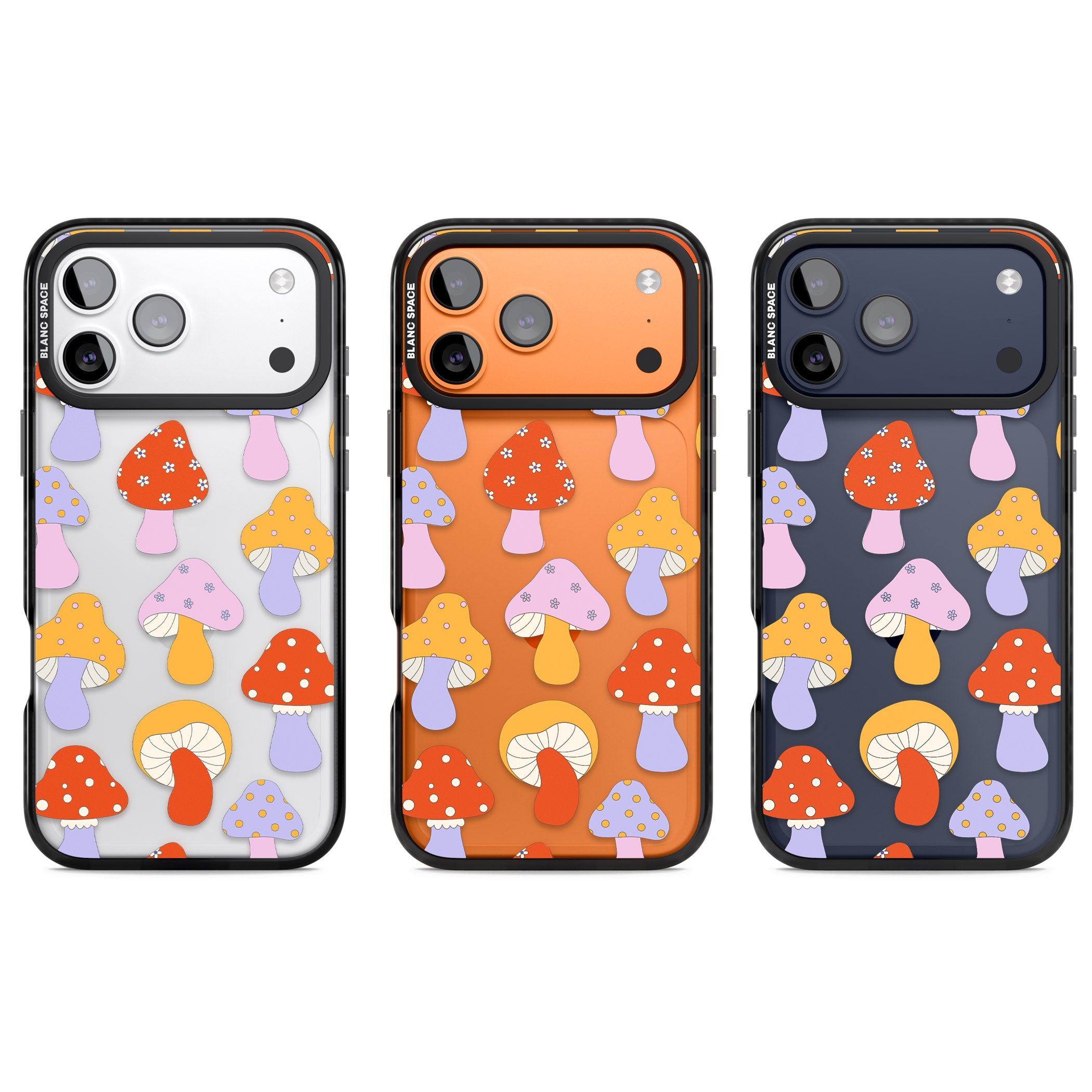 Happy Shrooms iPhone 17 Pro Impact Black Phone Case APT Impact Protection