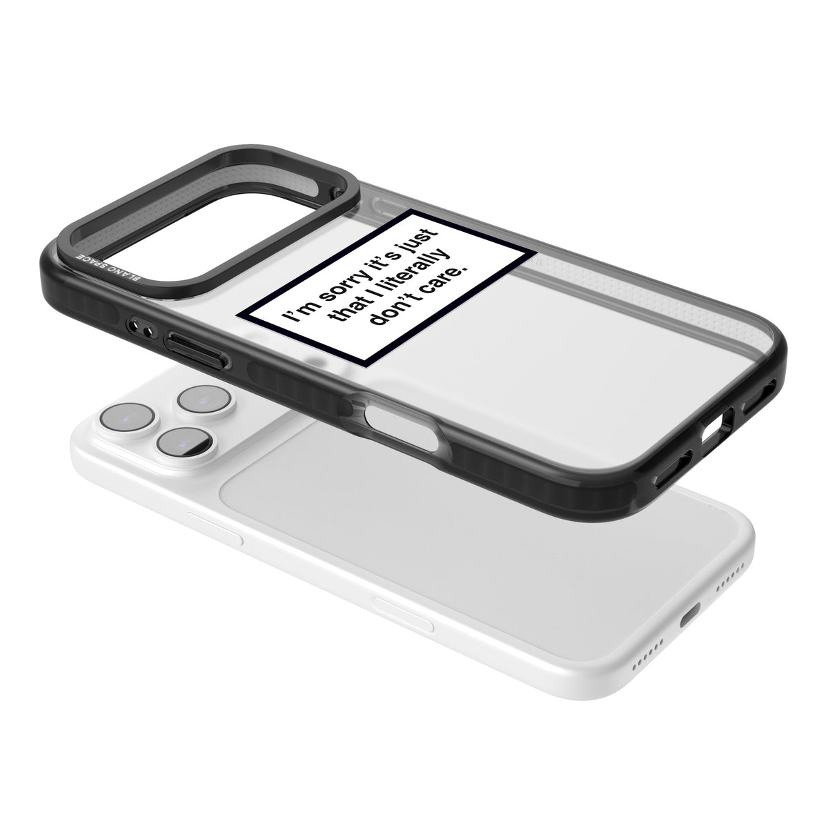 Literally Don't Care iPhone 17 Pro Max Impact Black Phone Case angled