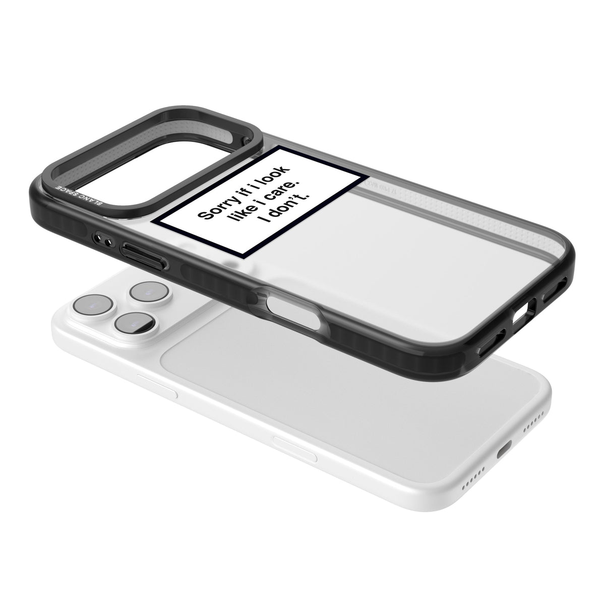 Sorry If I Look Like I Care iPhone 17 Pro Max Impact Black Phone Case angled