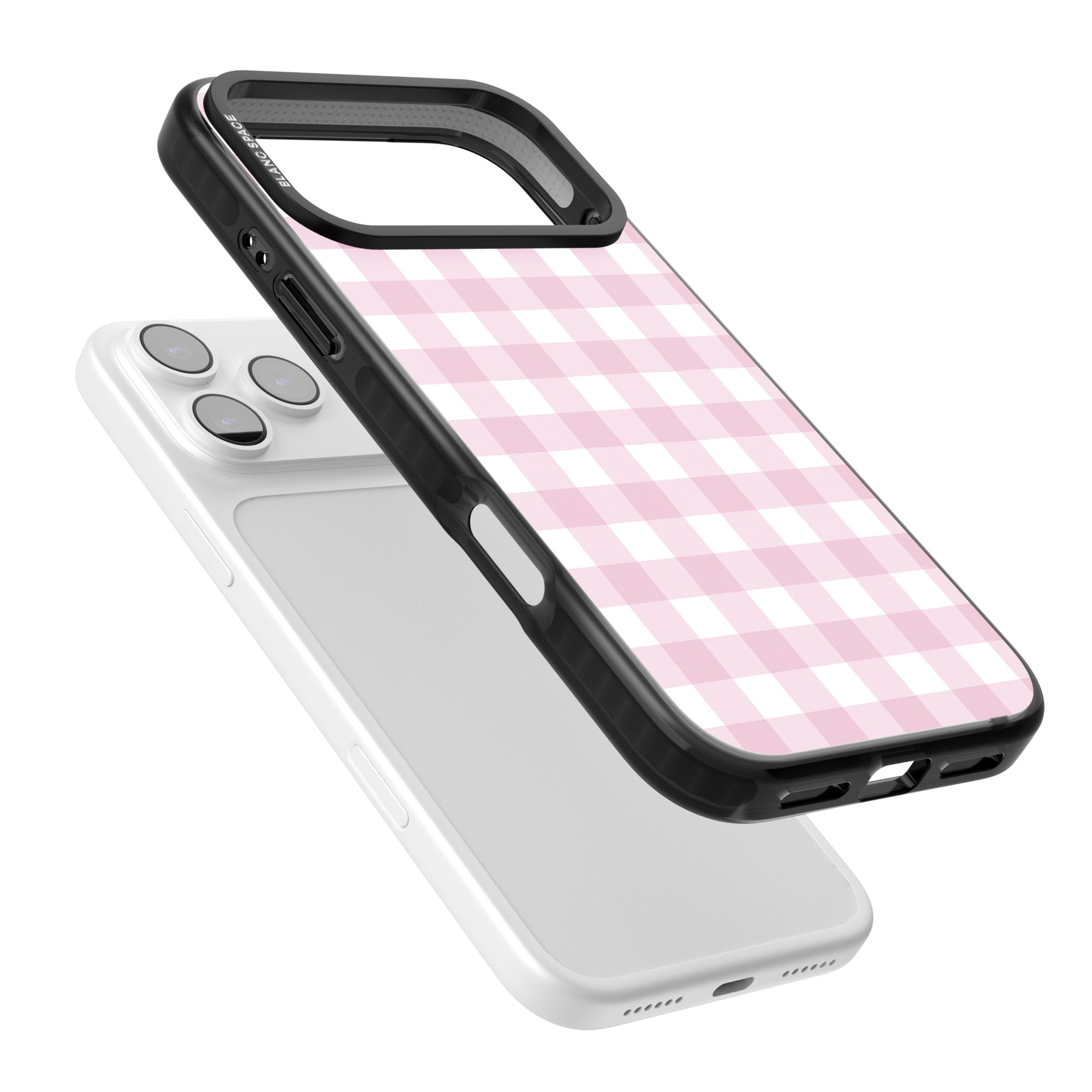 Pink Gingham Pattern iPhone 17 Pro Impact Black Phone Case Colours
