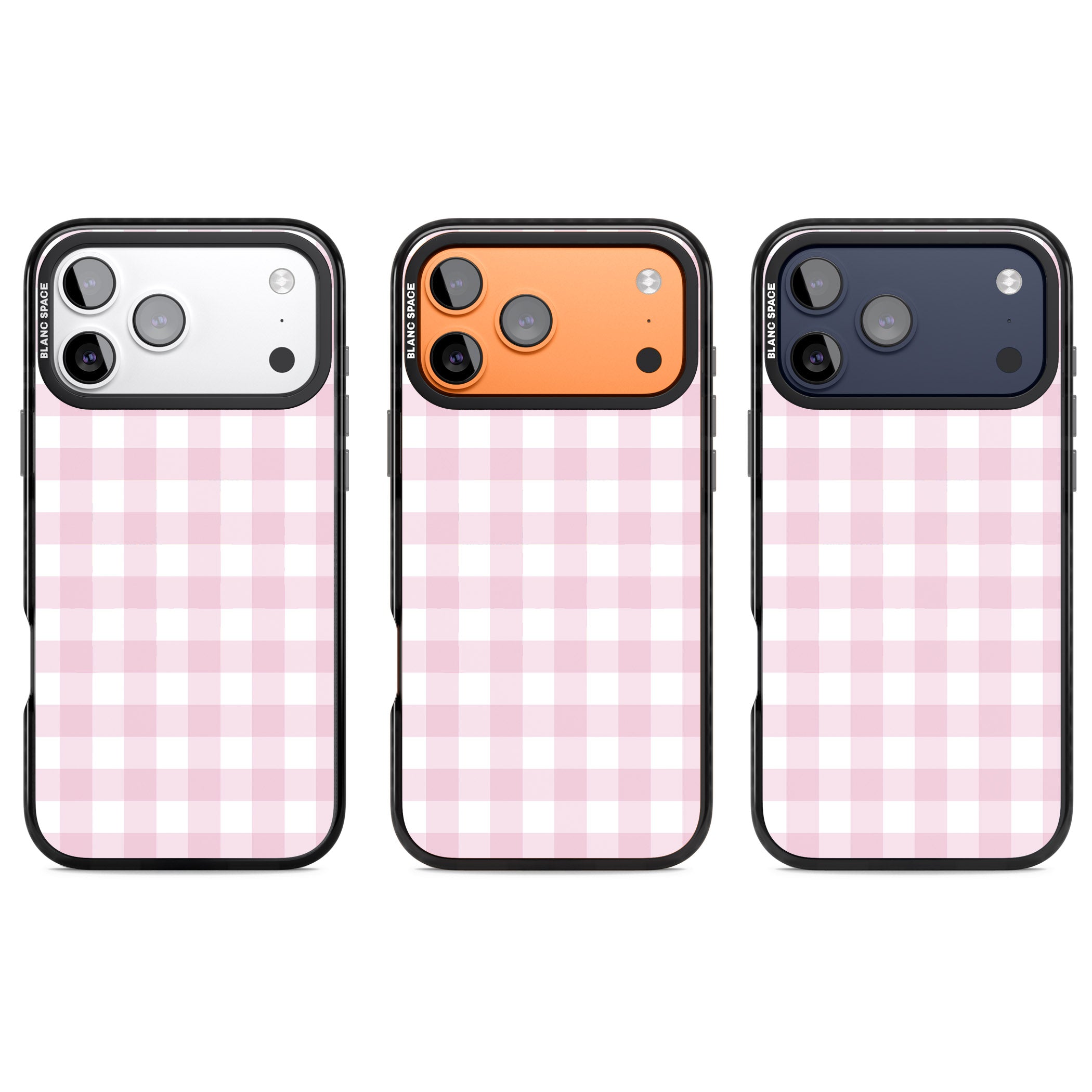 Pink Gingham Pattern iPhone 17 Pro Impact Black Phone Case APT Impact Protection