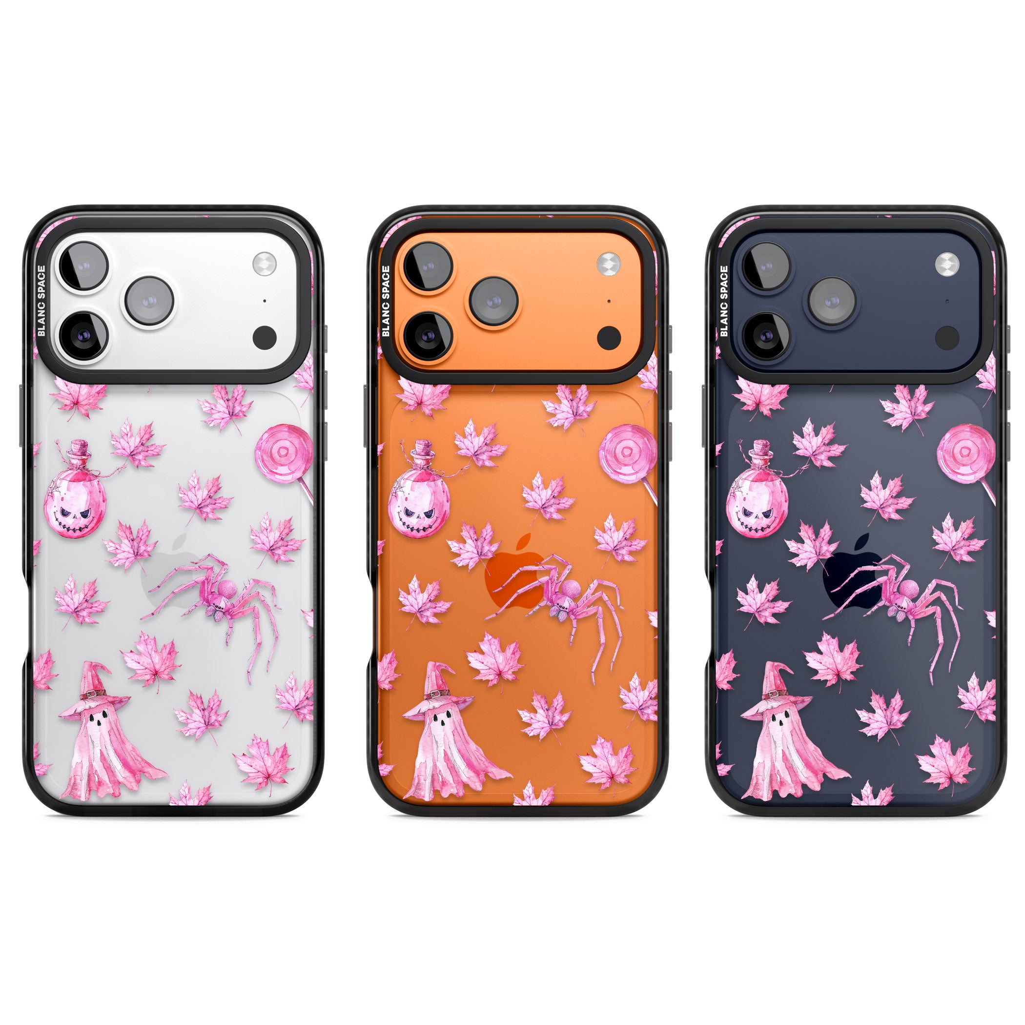 Pink Moon Maple iPhone 17 Pro Impact Black Phone Case APT Impact Protection