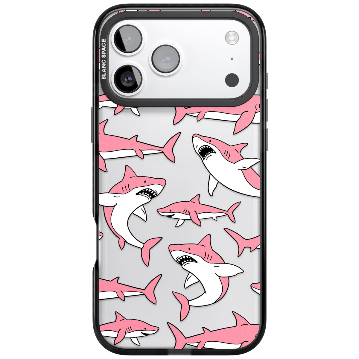 Bubblegum Sharks iPhone 17 Pro Max Impact Black Phone Case front