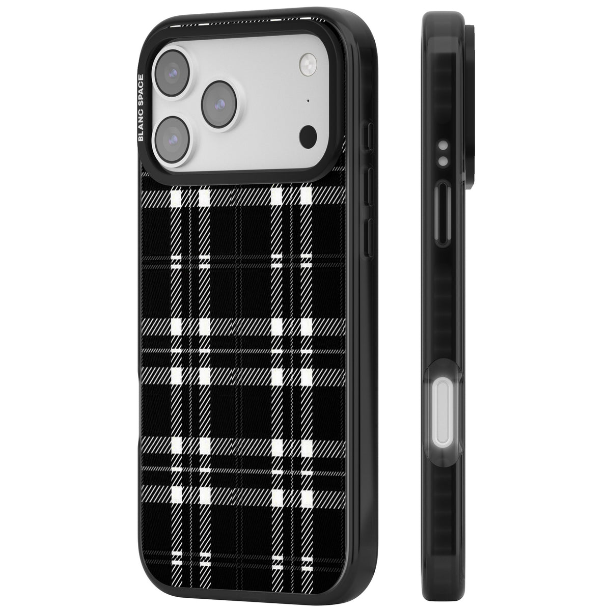 Divine Black Plaid iPhone 17 Pro Max Impact Black Phone Case side