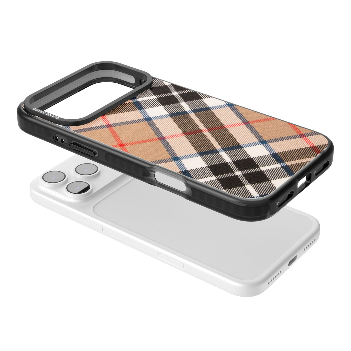 Haymarket Check iPhone 17 Pro Max Impact Black Phone Case angled