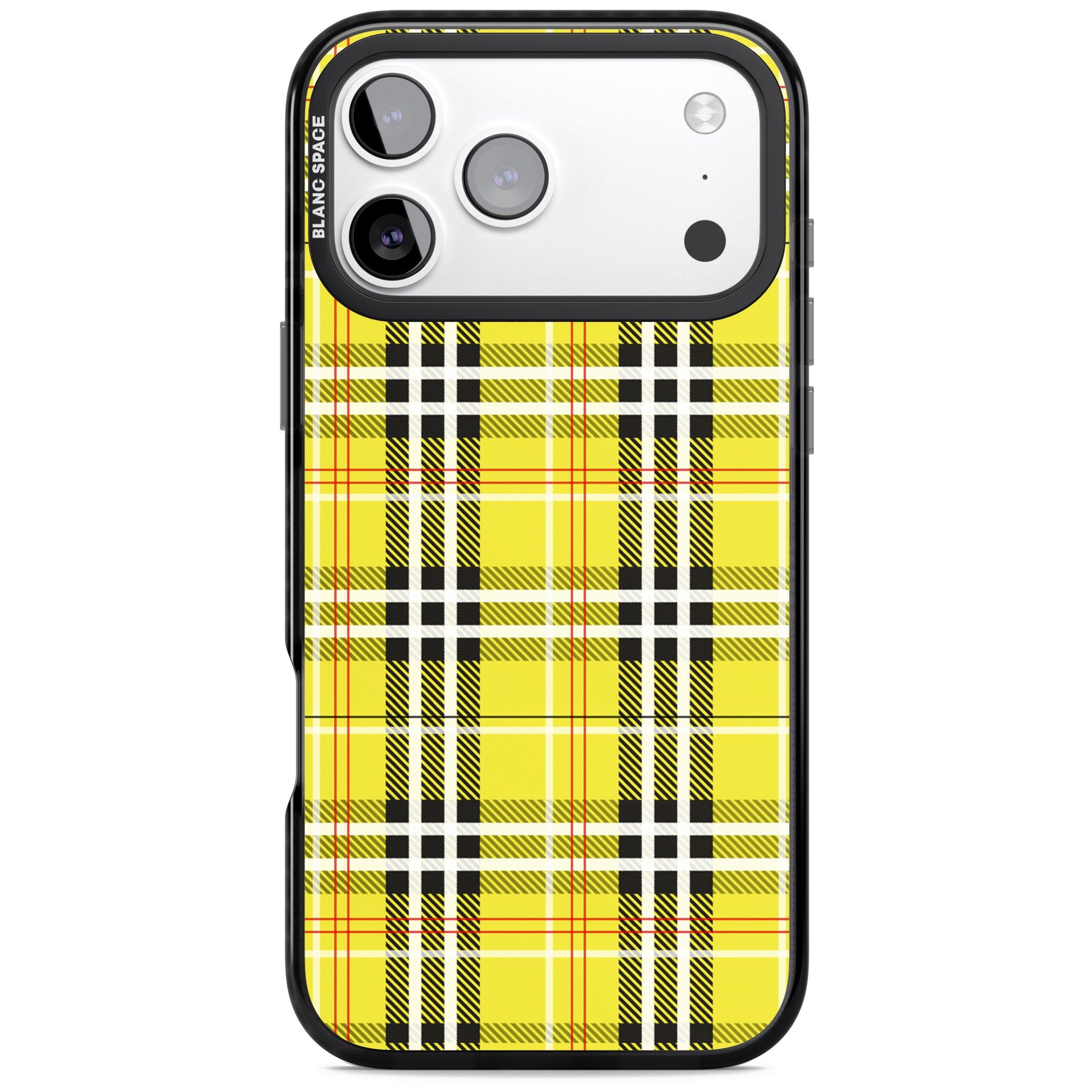 Yellow Plaid iPhone 17 Pro Impact Black Phone Case