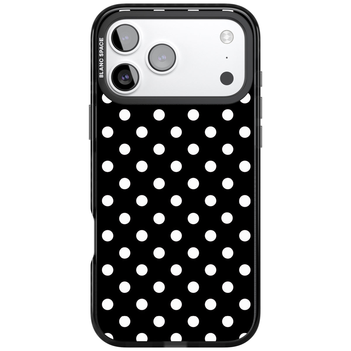 Black & White Polka Dot iPhone 17 Pro Max Impact Black Phone Case front