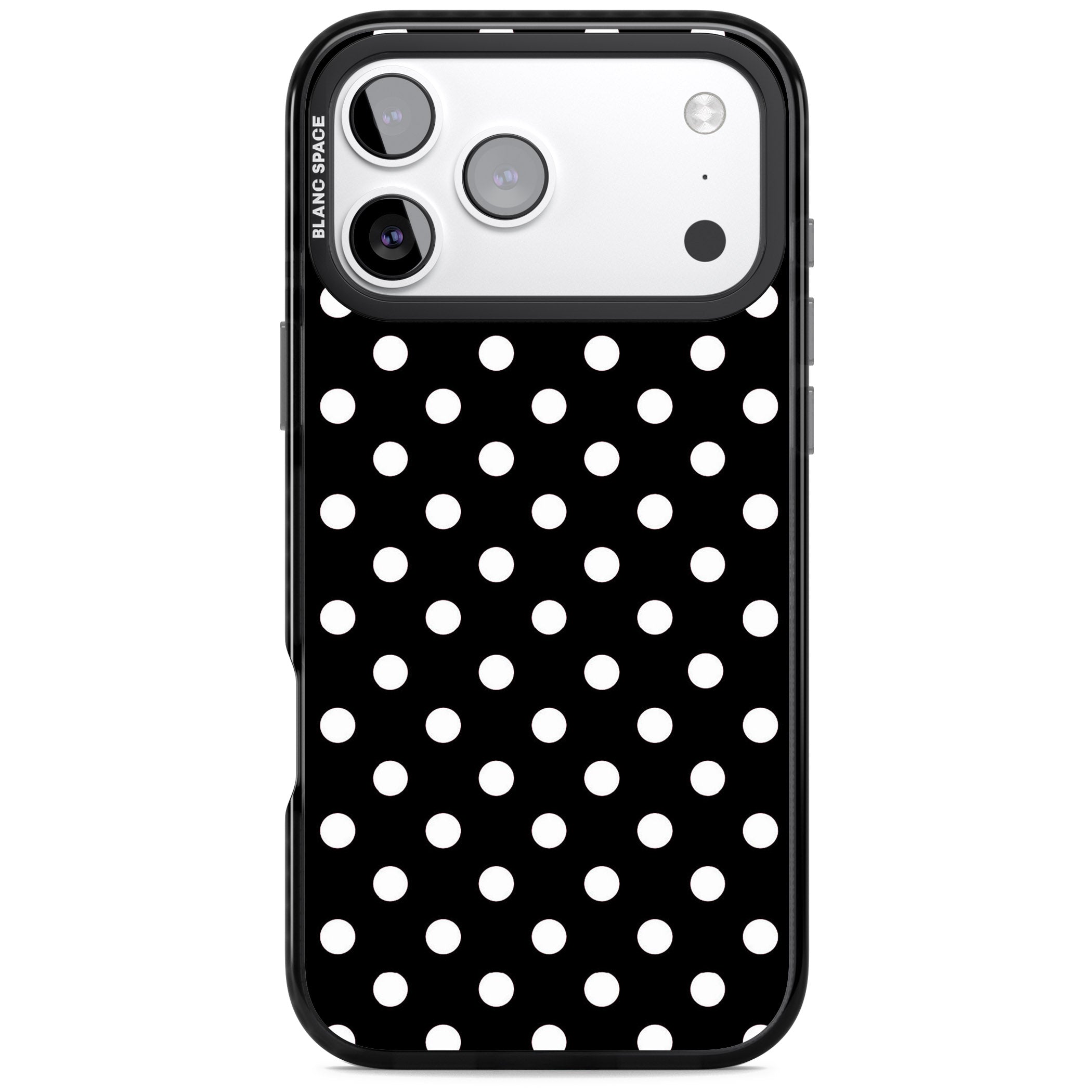 Designer Chic Black Polka Dot iPhone 17 Pro Impact Black Phone Case