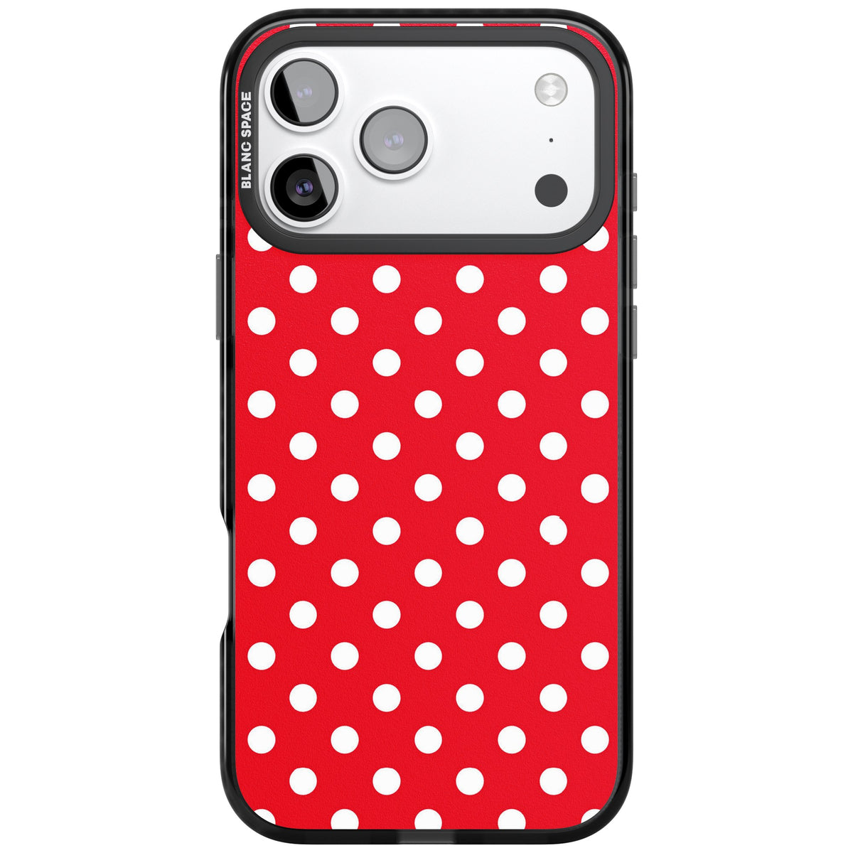 Red Polka Dot iPhone 17 Pro Max Impact Black Phone Case front