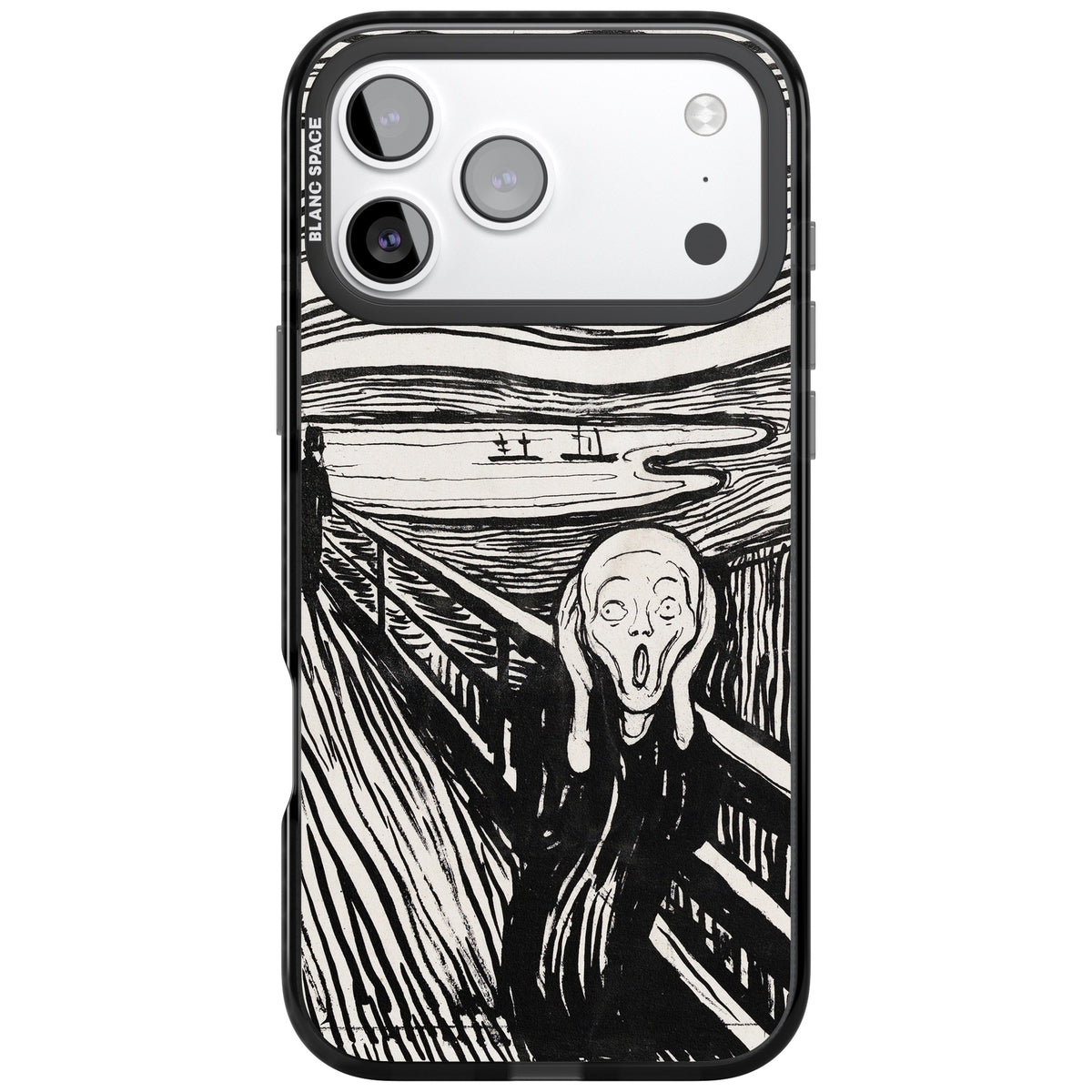 The Scream (Black & White) iPhone 17 Pro Max Impact Black Phone Case front