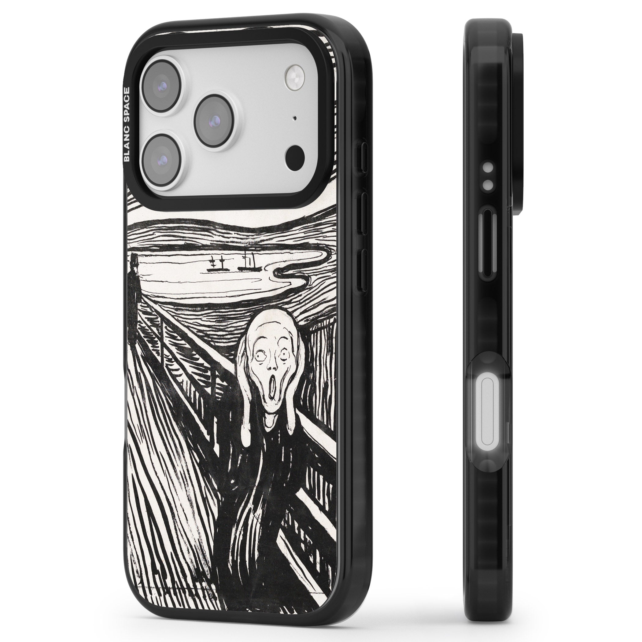 The Scream iPhone 17 Pro Impact Black Phone Case Side Profile