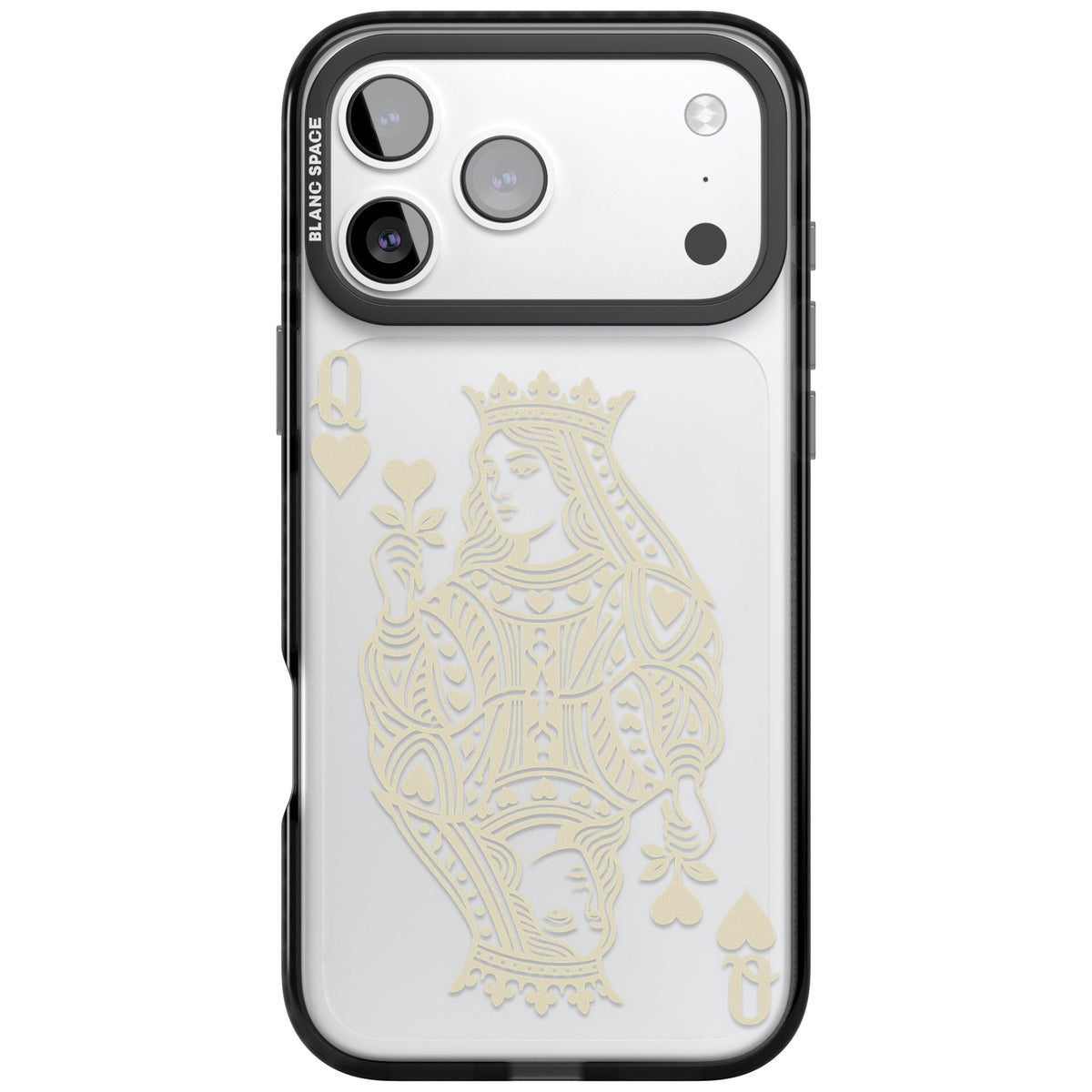 Queen Of Hearts (Beige) iPhone 17 Pro Max Impact Black Phone Case front