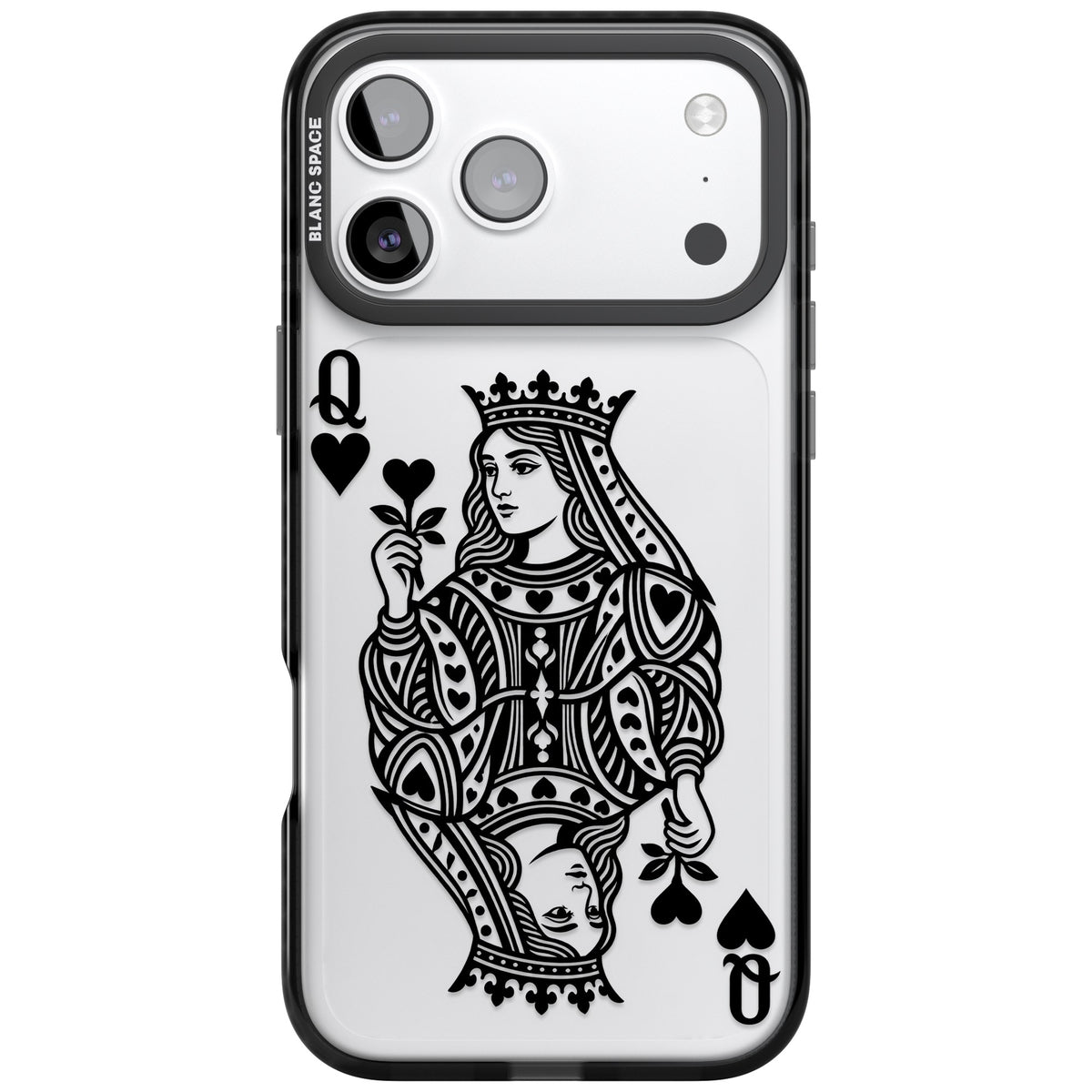 Queen Of Hearts (Black) iPhone 17 Pro Max Impact Black Phone Case front