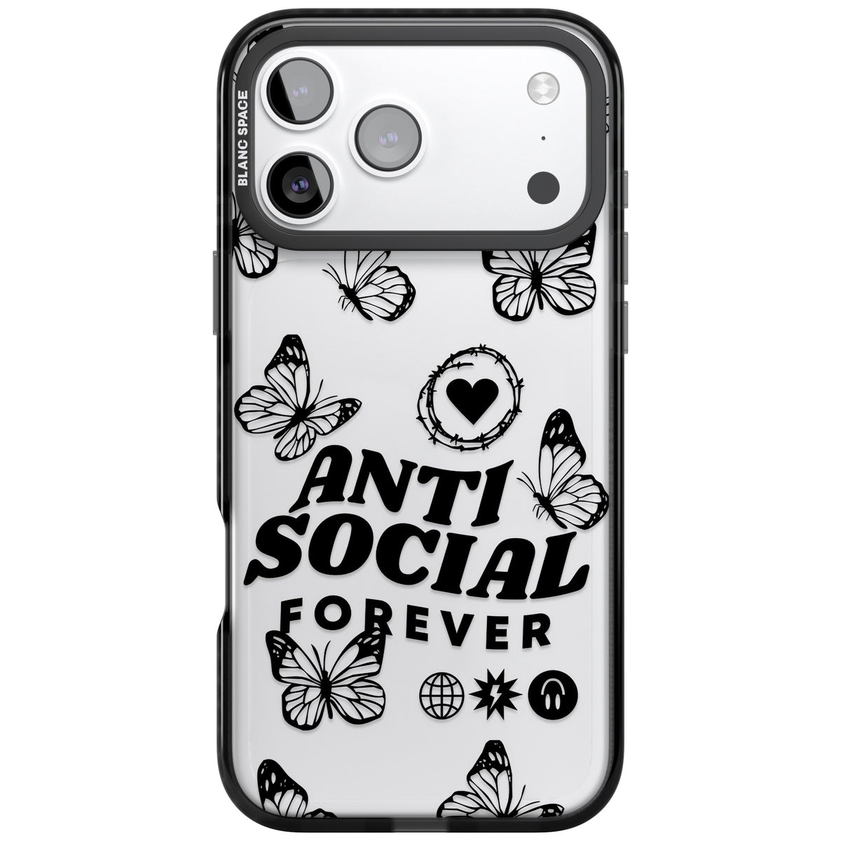 Anti Social Forever iPhone 17 Pro Max Impact Black Phone Case front