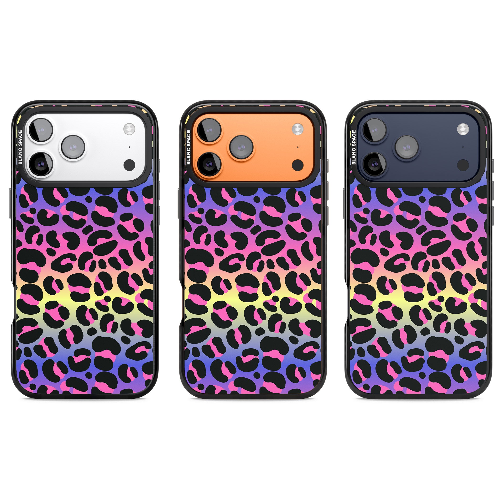 Rainbow Gradient Leopard iPhone 17 Pro Impact Black Phone Case APT Impact Protection