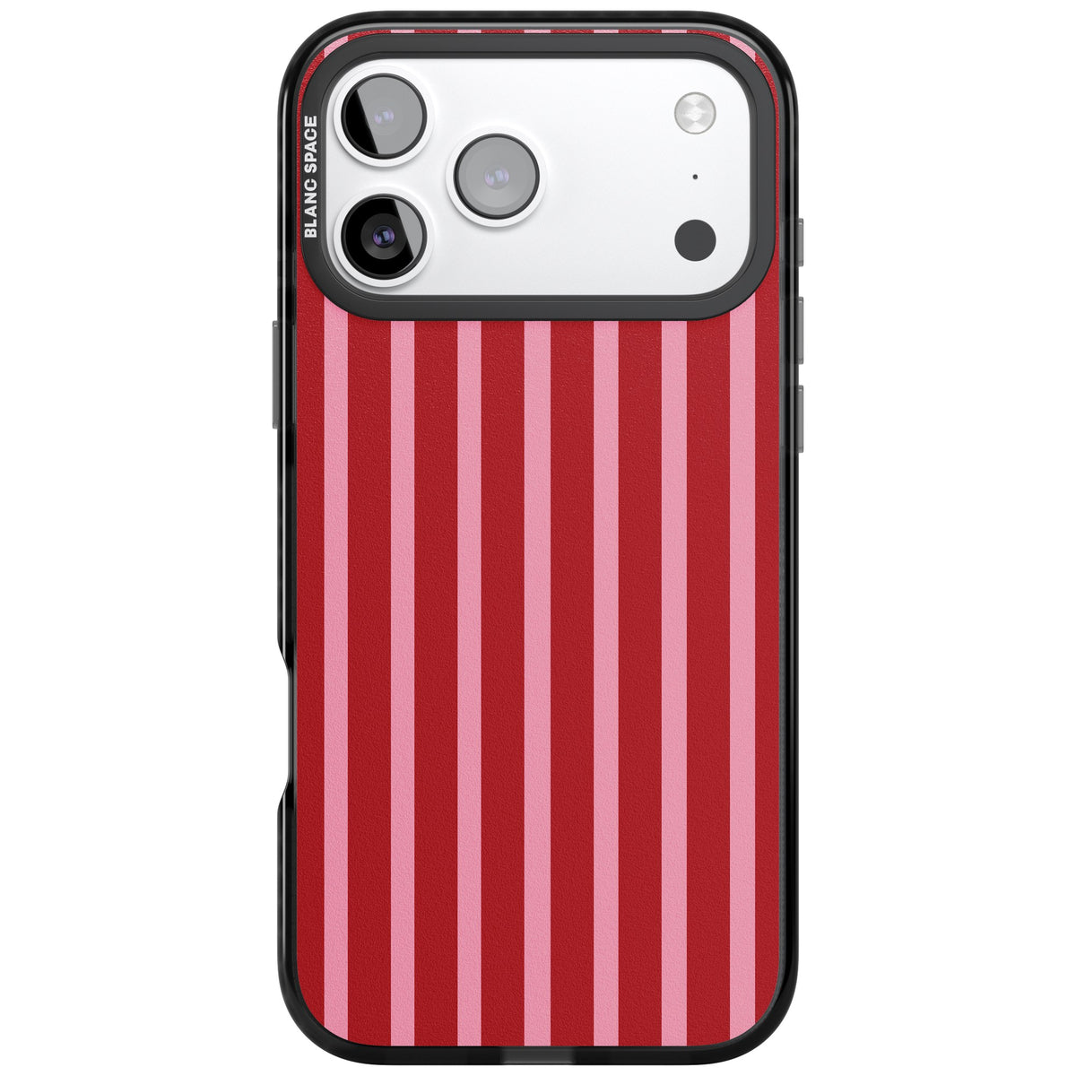Raspberry Stripe iPhone 17 Pro Max Impact Black Phone Case front