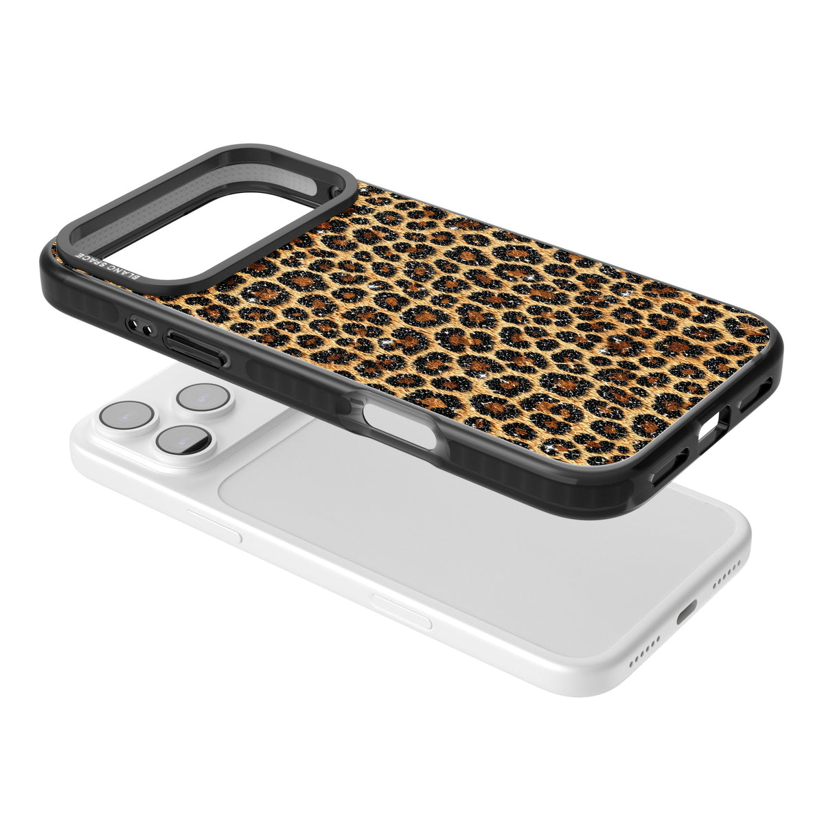 Diamond Leopard iPhone 17 Pro Max Impact Black Phone Case angled