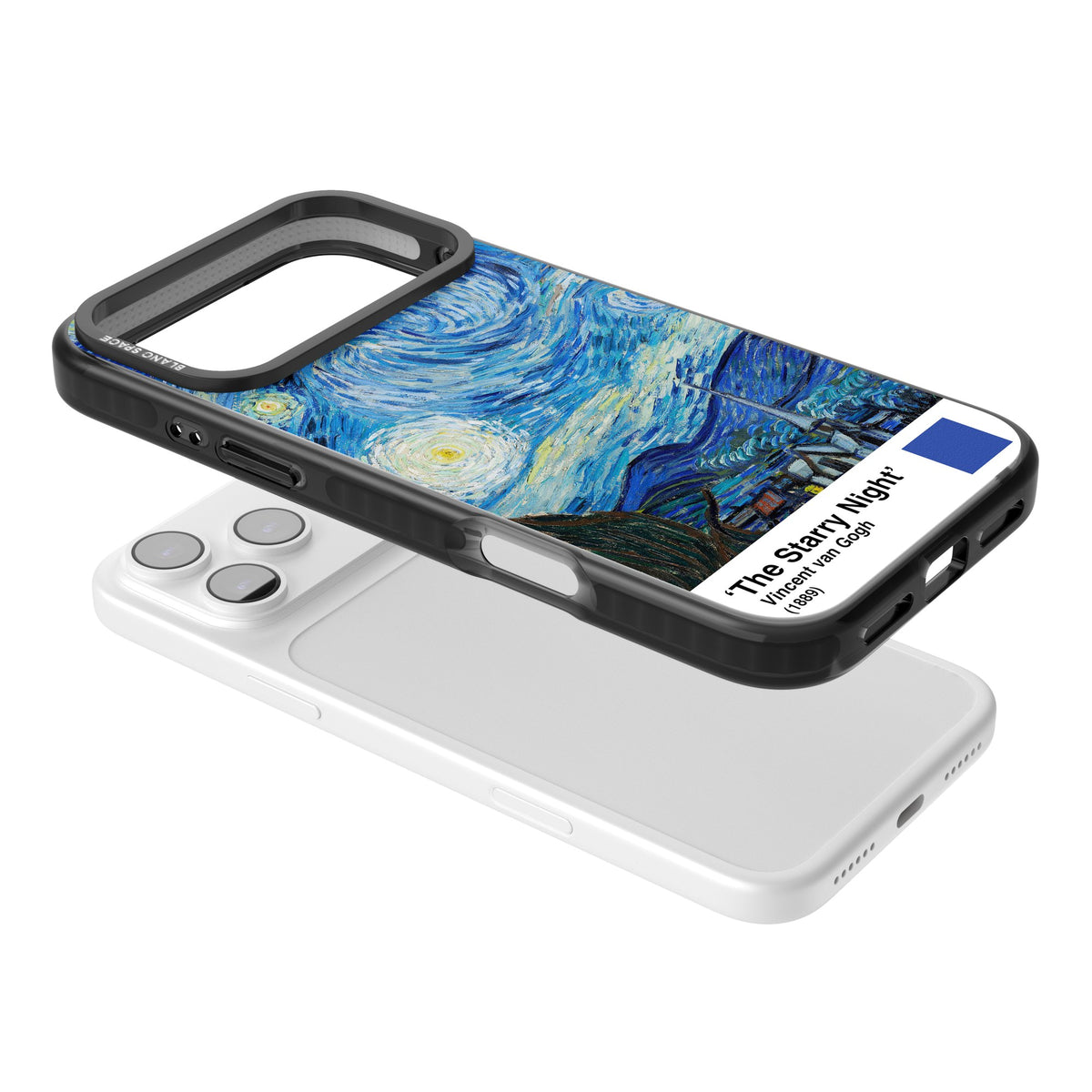 The Starry Night iPhone 17 Pro Max Impact Black Phone Case angled