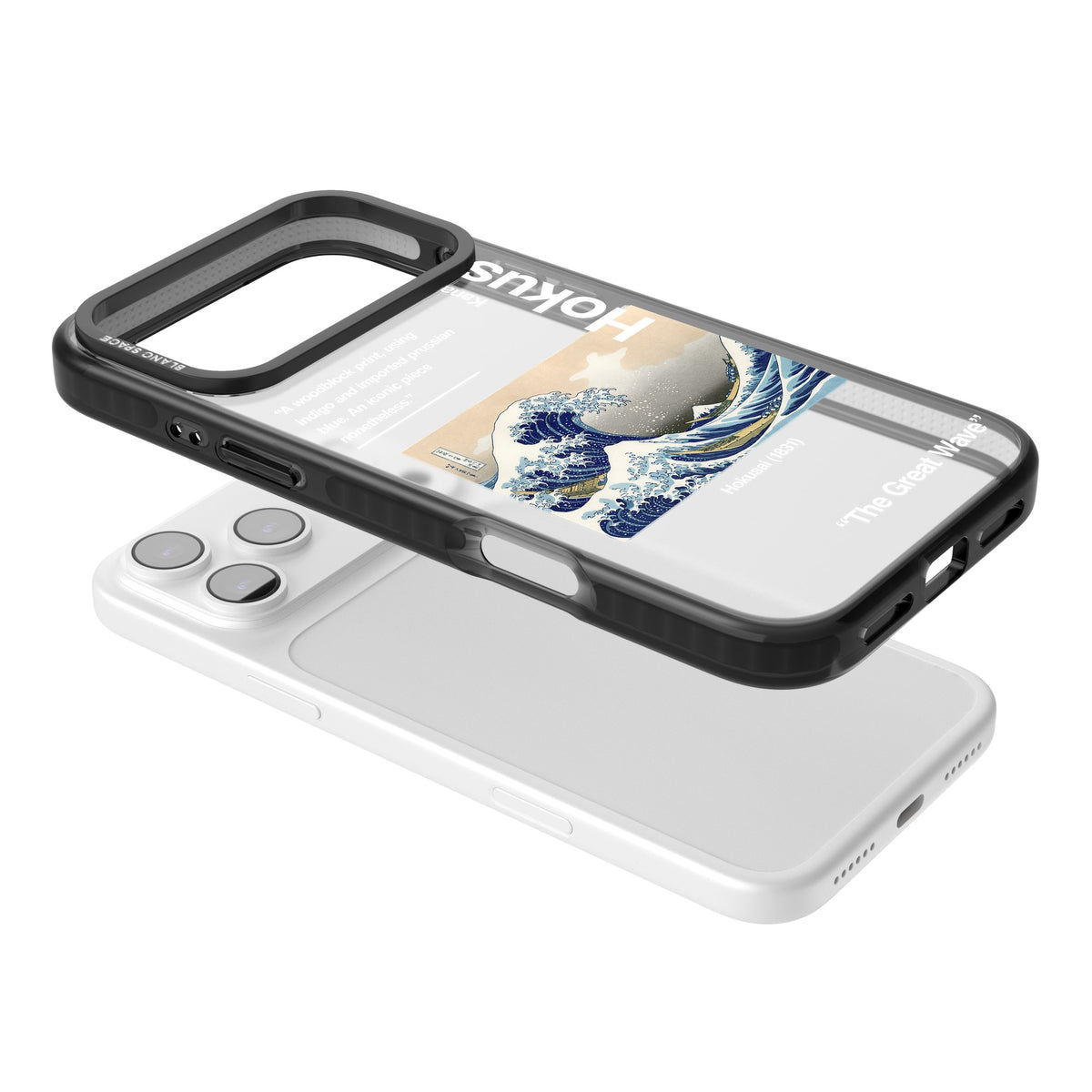 The Great Wave iPhone 17 Pro Max Impact Black Phone Case angled