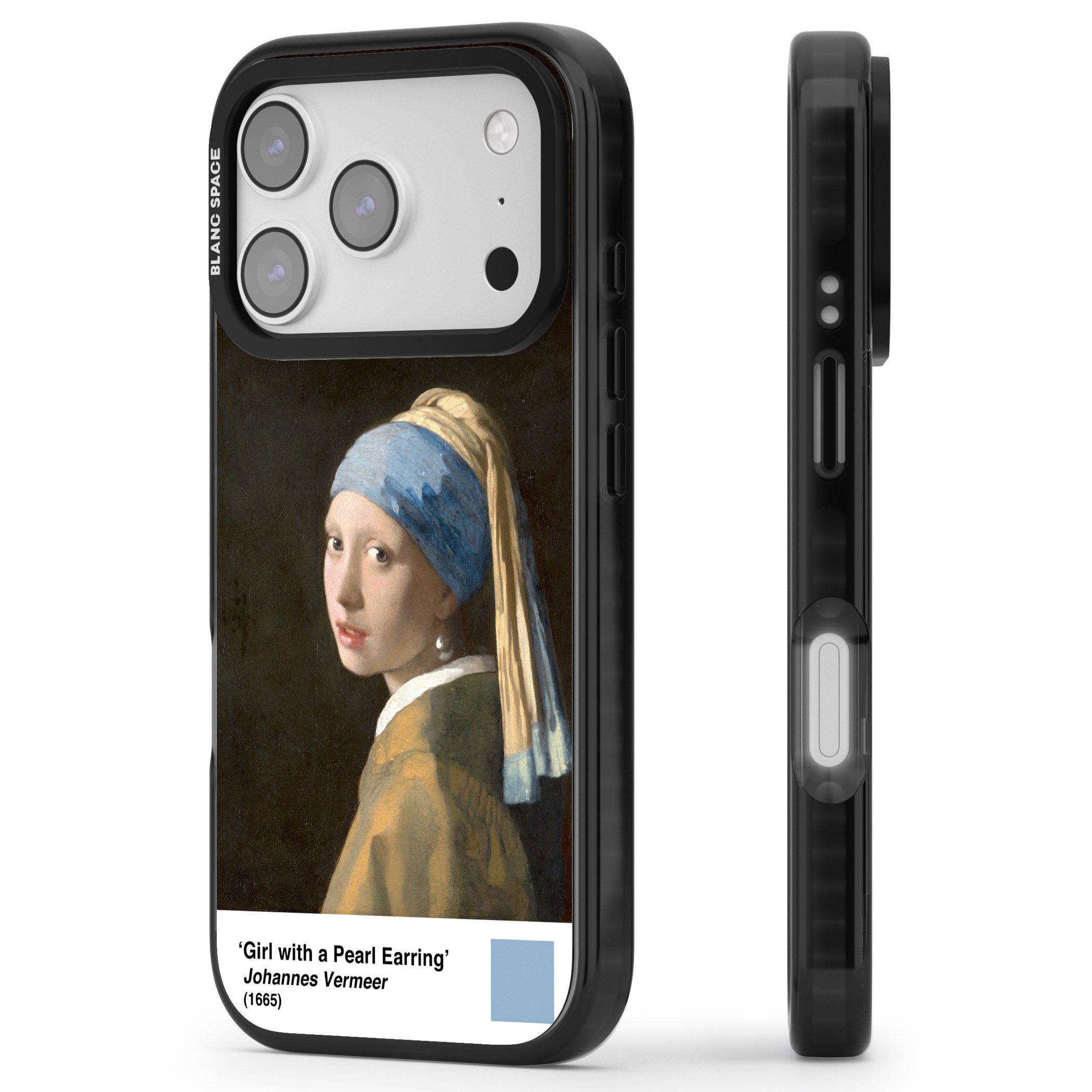 Girl With A Pearl Earring iPhone 17 Pro Impact Black Phone Case Side Profile