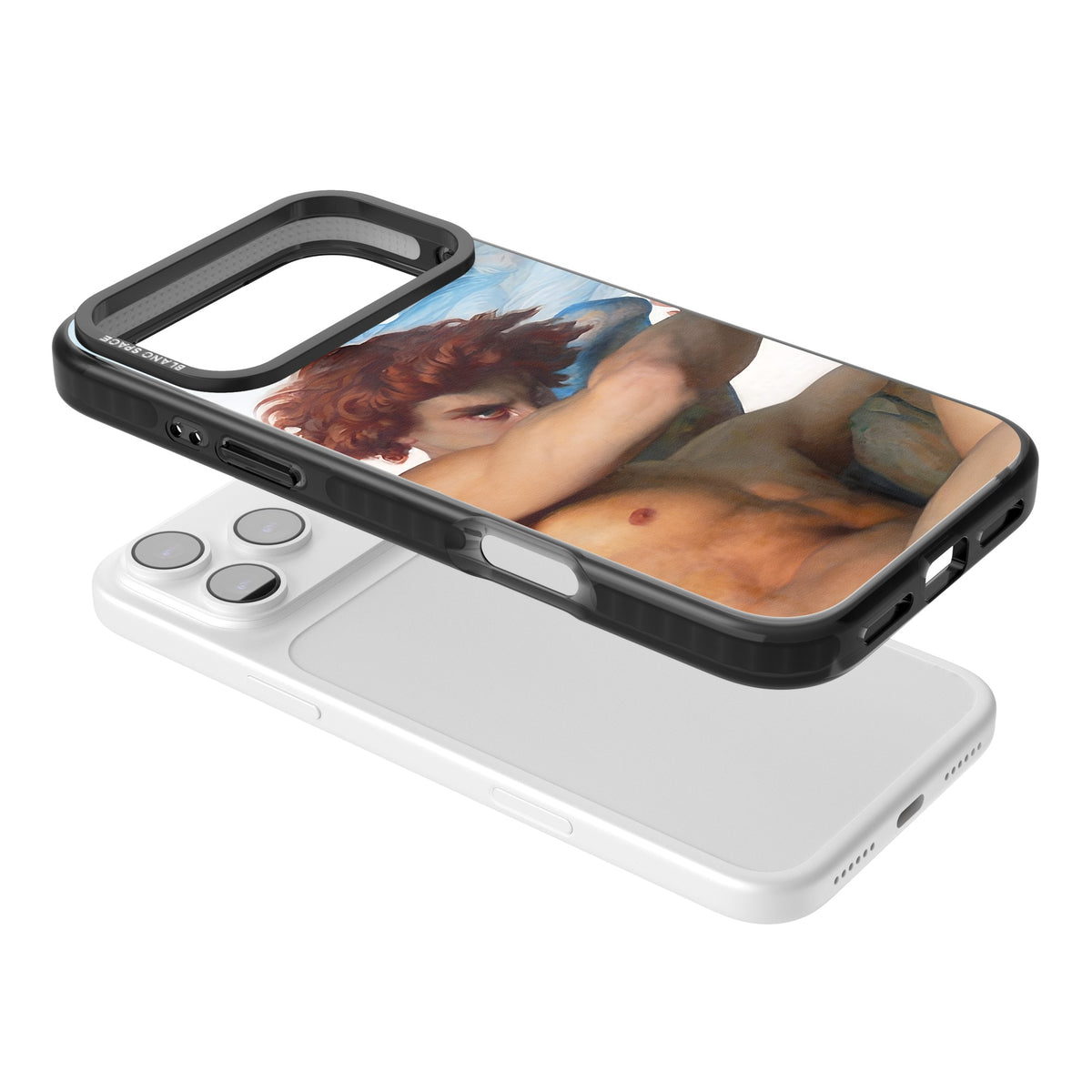 The Fallen Angel iPhone 17 Pro Max Impact Black Phone Case angled