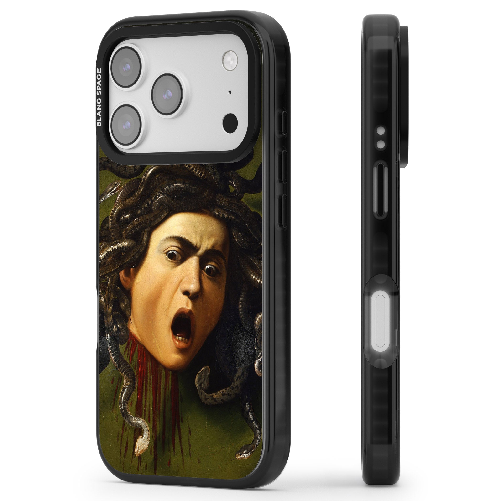 Head of Medusa iPhone 17 Pro Impact Black Phone Case Side Profile
