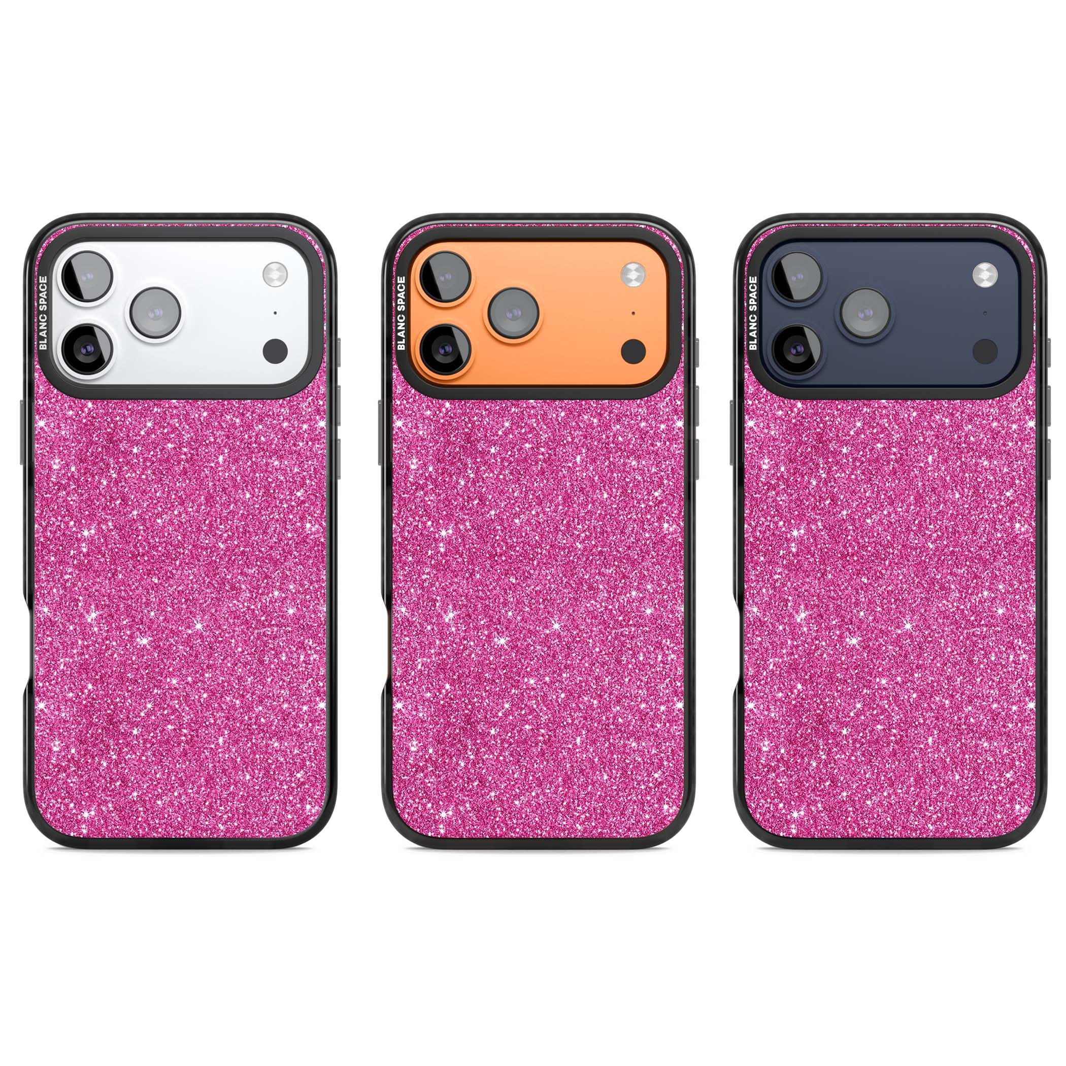 Pink Glitter Y2K iPhone case featuring hot pink glitter wallpaper with sparkle shimmer effect | Clear Impact case for iPhone 17 Pro, iPhone 17 Pro Max