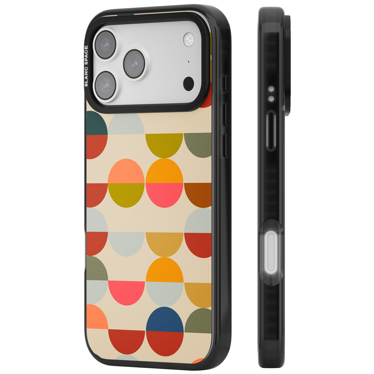 Colorful Retro Circles iPhone 17 Pro Max Impact Black Phone Case side