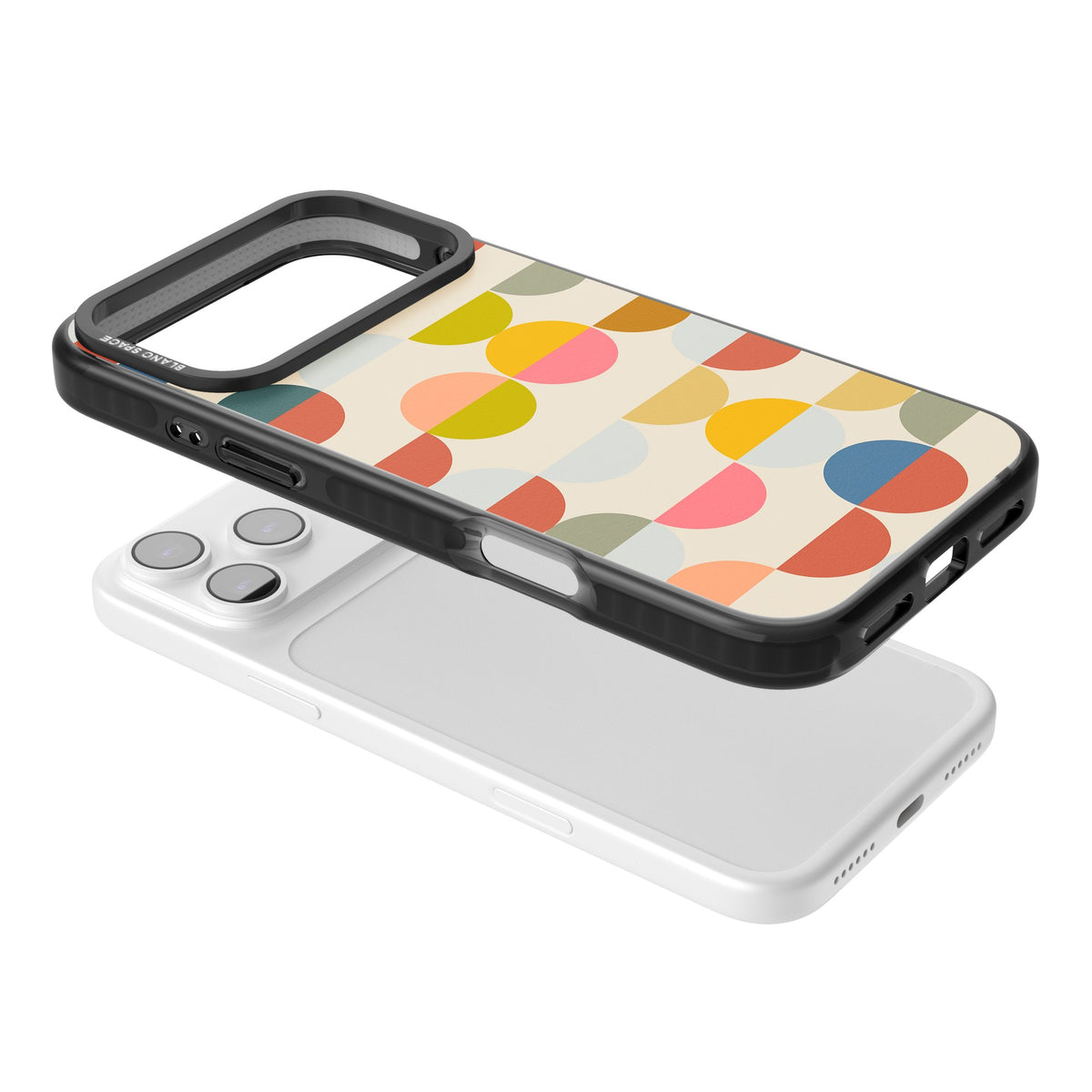 Colorful Retro Circles iPhone 17 Pro Max Impact Black Phone Case angled