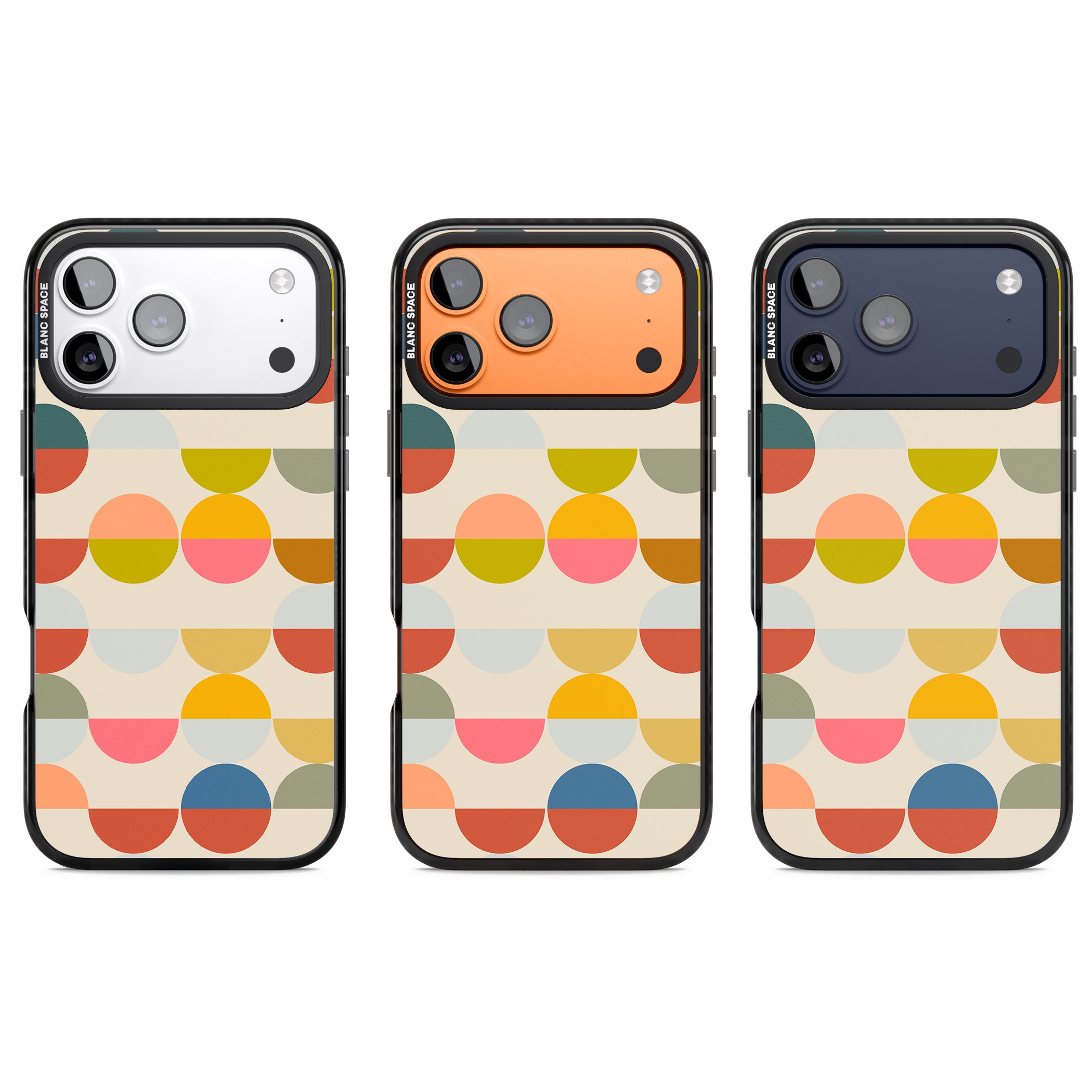 Colorful Retro Circles iPhone 17 Pro Impact Black Phone Case APT Impact Protection