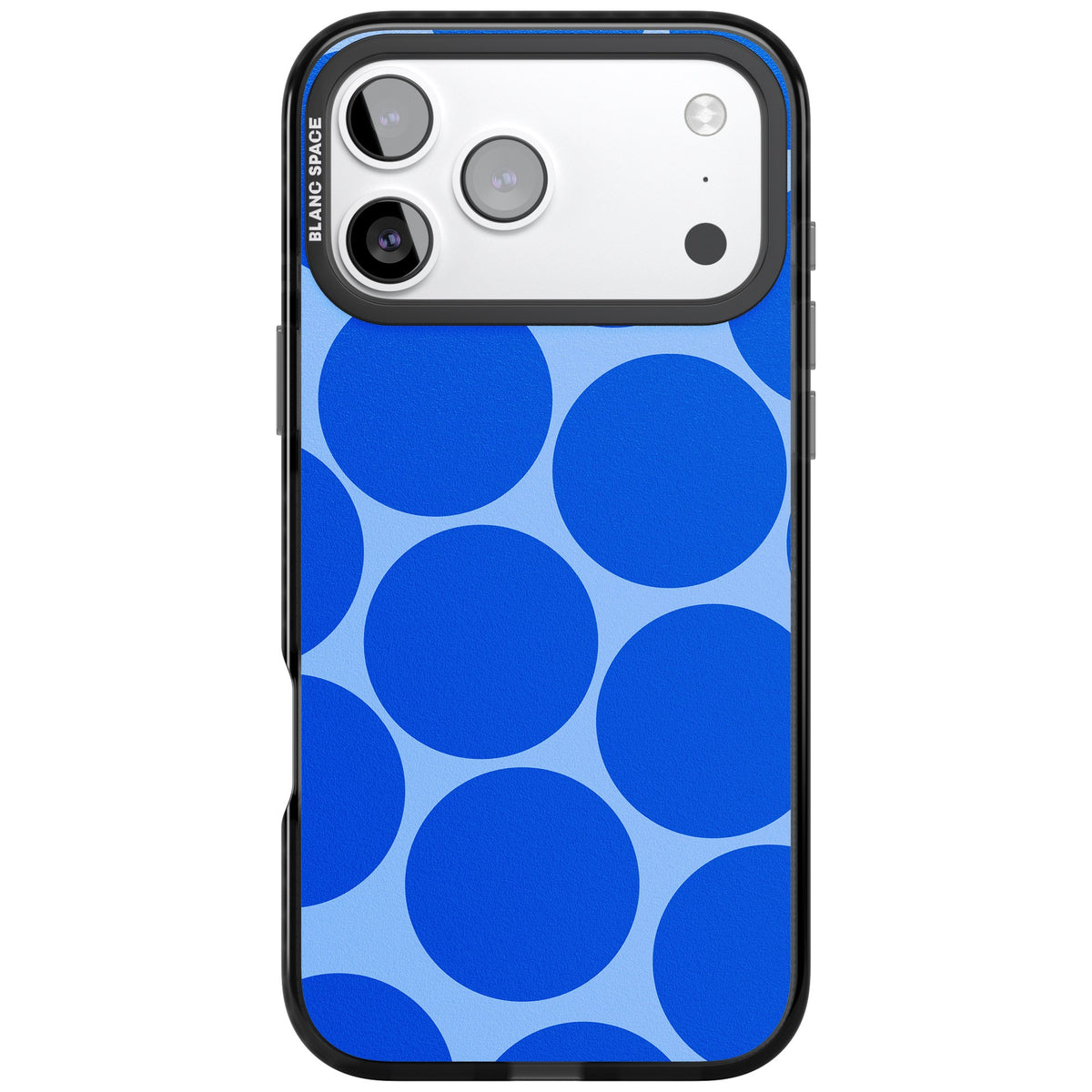 Retro Blue Circles iPhone 17 Pro Max Impact Black Phone Case front