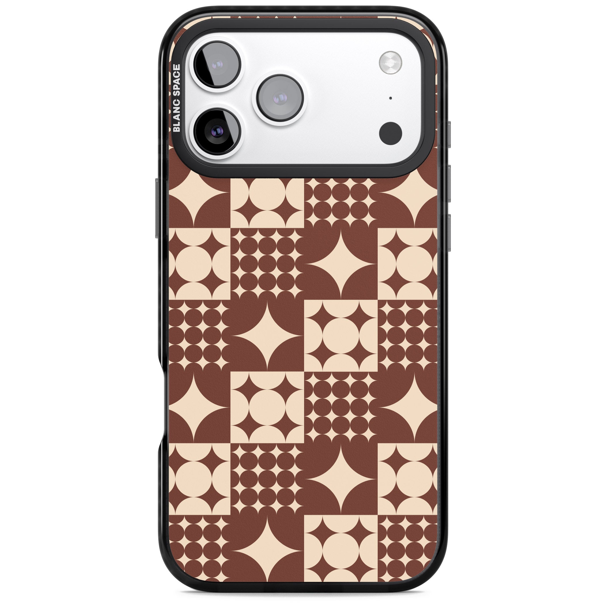 Mid Century Brown Checked iPhone 17 Pro Impact Black Phone Case