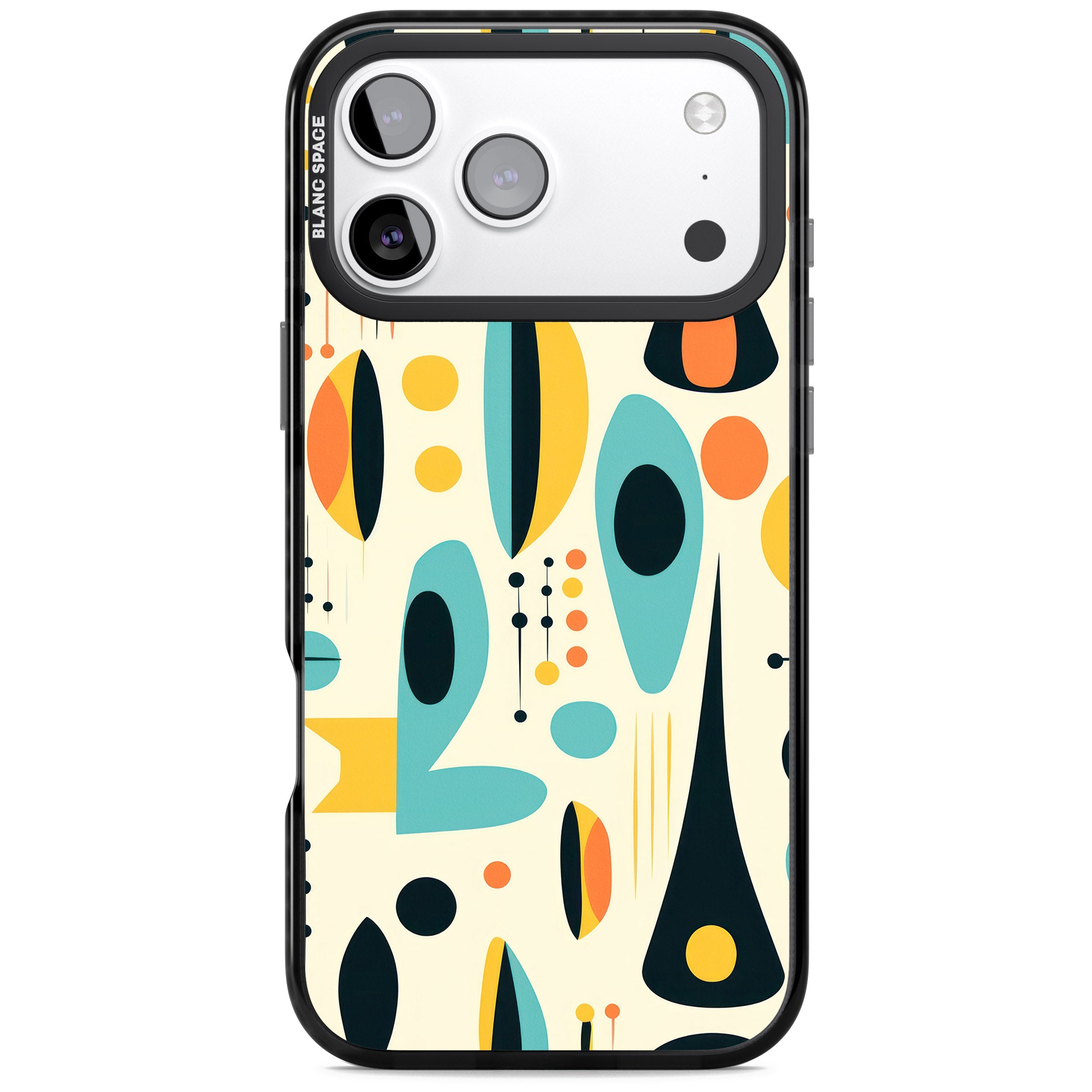 Mid Century Atomic Pattern iPhone 17 Pro Impact Black Phone Case