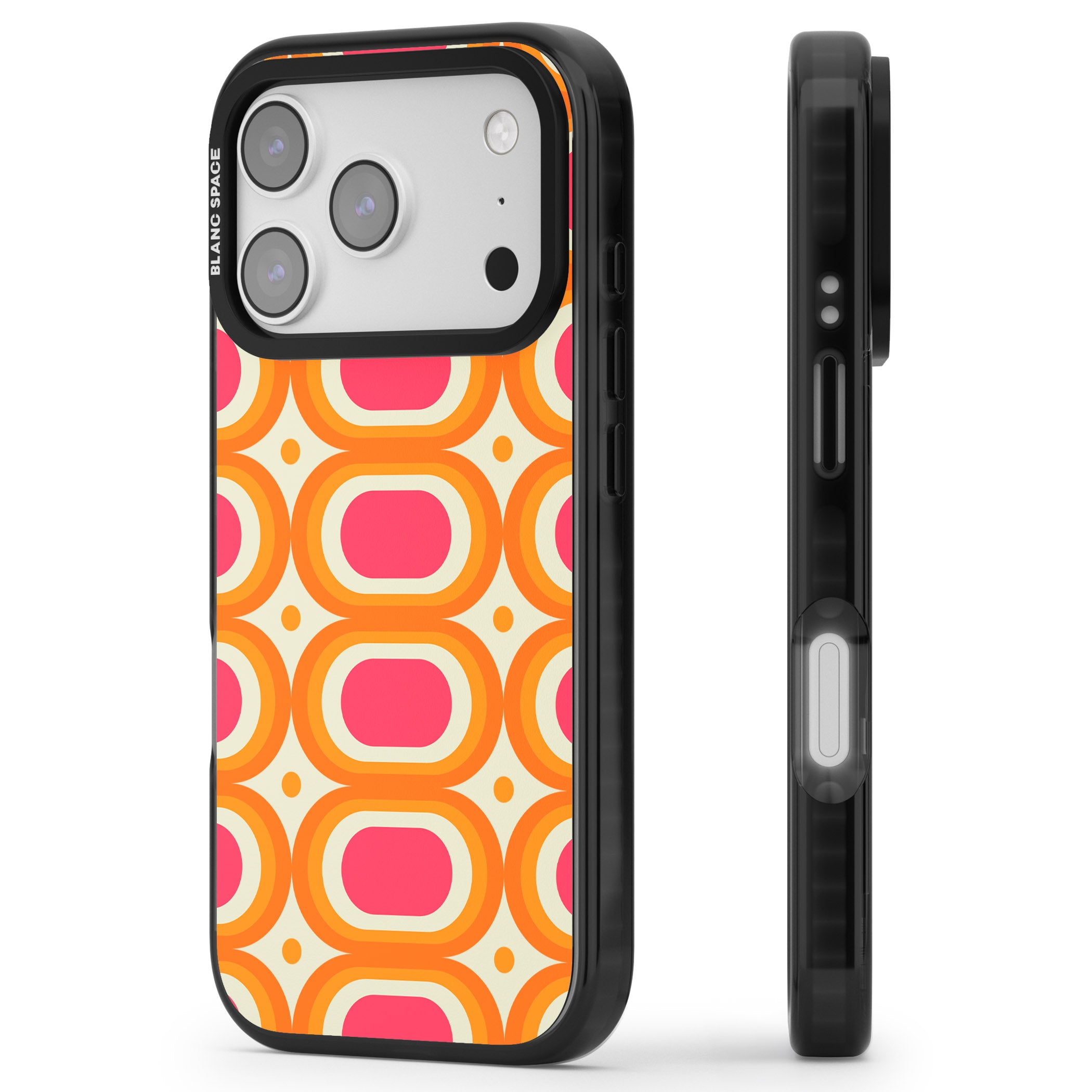 Groovy 60S Shape Pattern iPhone 17 Pro Impact Black Phone Case Side Profile