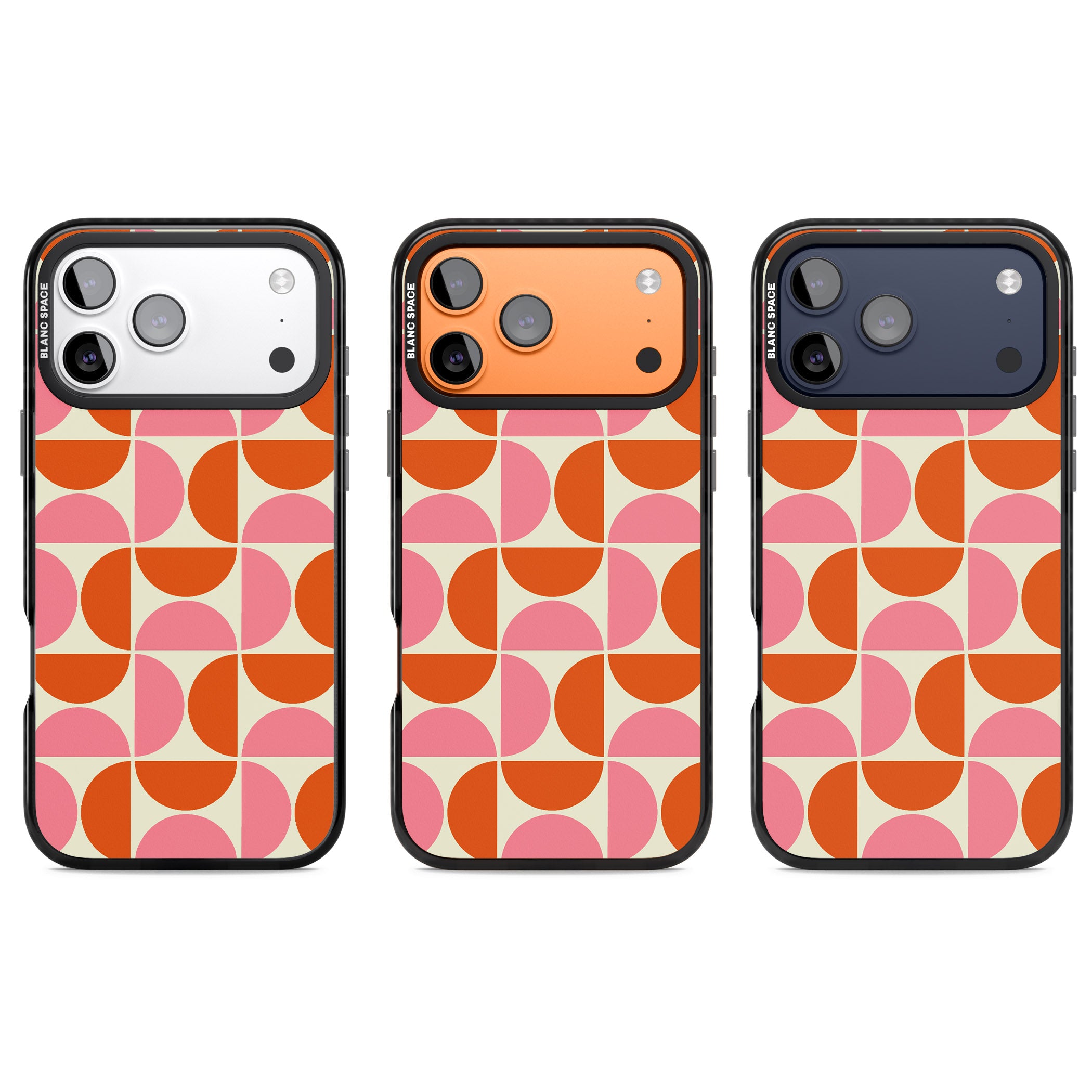 Retro Half Circle Pattern iPhone 17 Pro Impact Black Phone Case APT Impact Protection