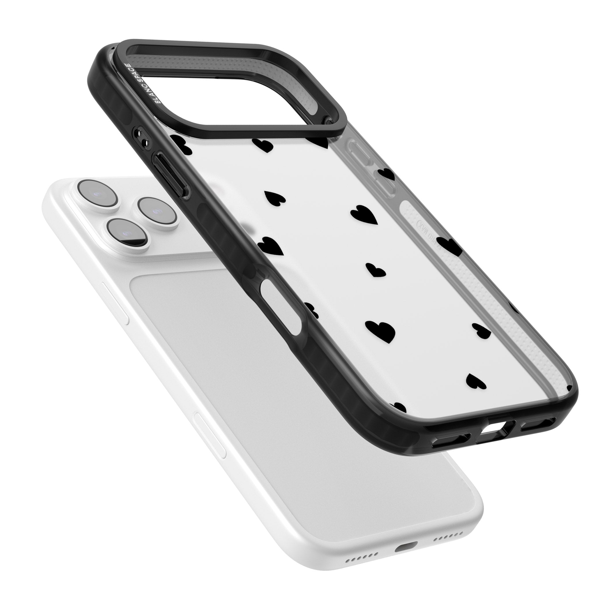 Black Hearts iPhone 17 Pro Impact Black Phone Case Colours