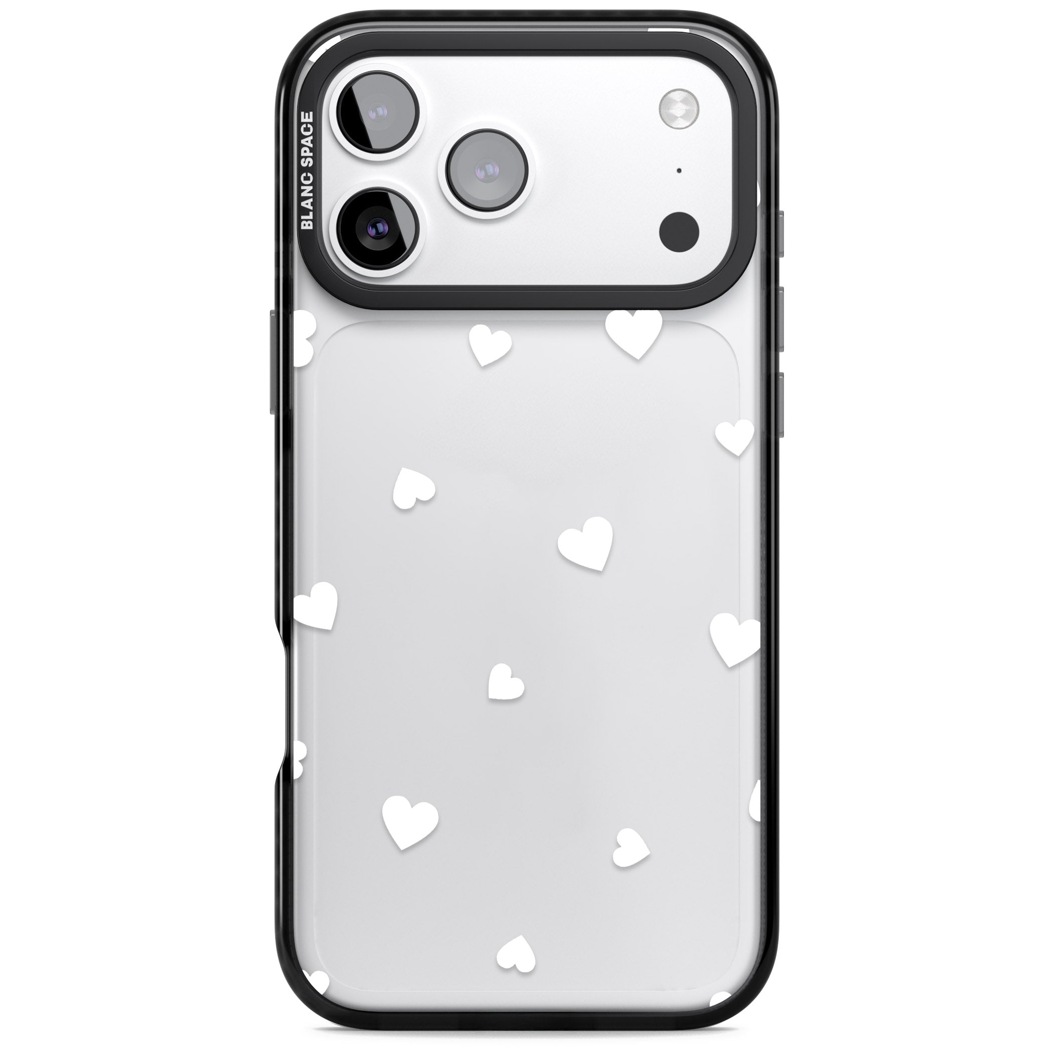 White Hearts iPhone 17 Pro Impact Black Phone Case