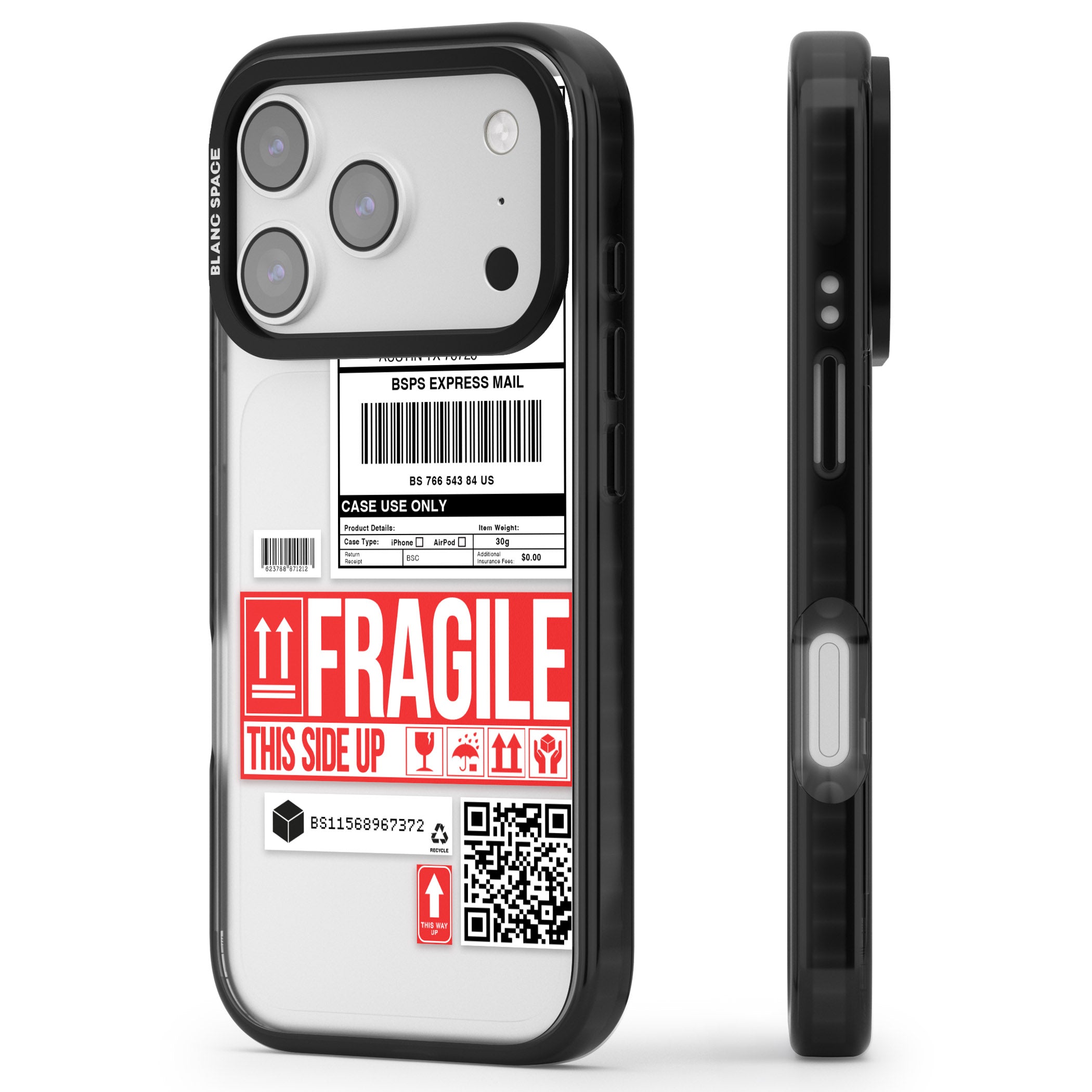 Shipping Label iPhone 17 Pro Impact Black Phone Case Side Profile